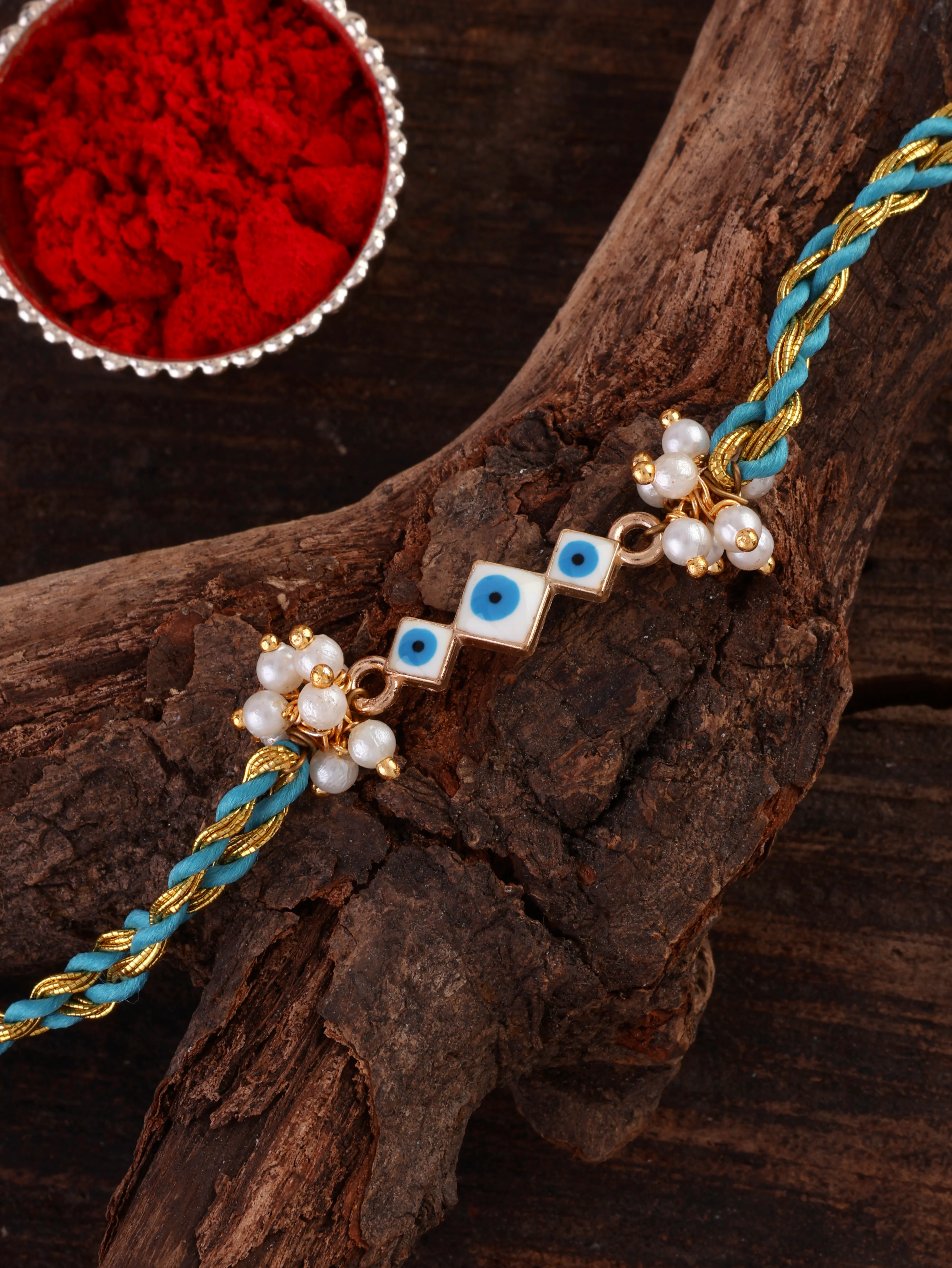Aarav Evil Eye Rakhi with Tilak Set and Card - Image 2