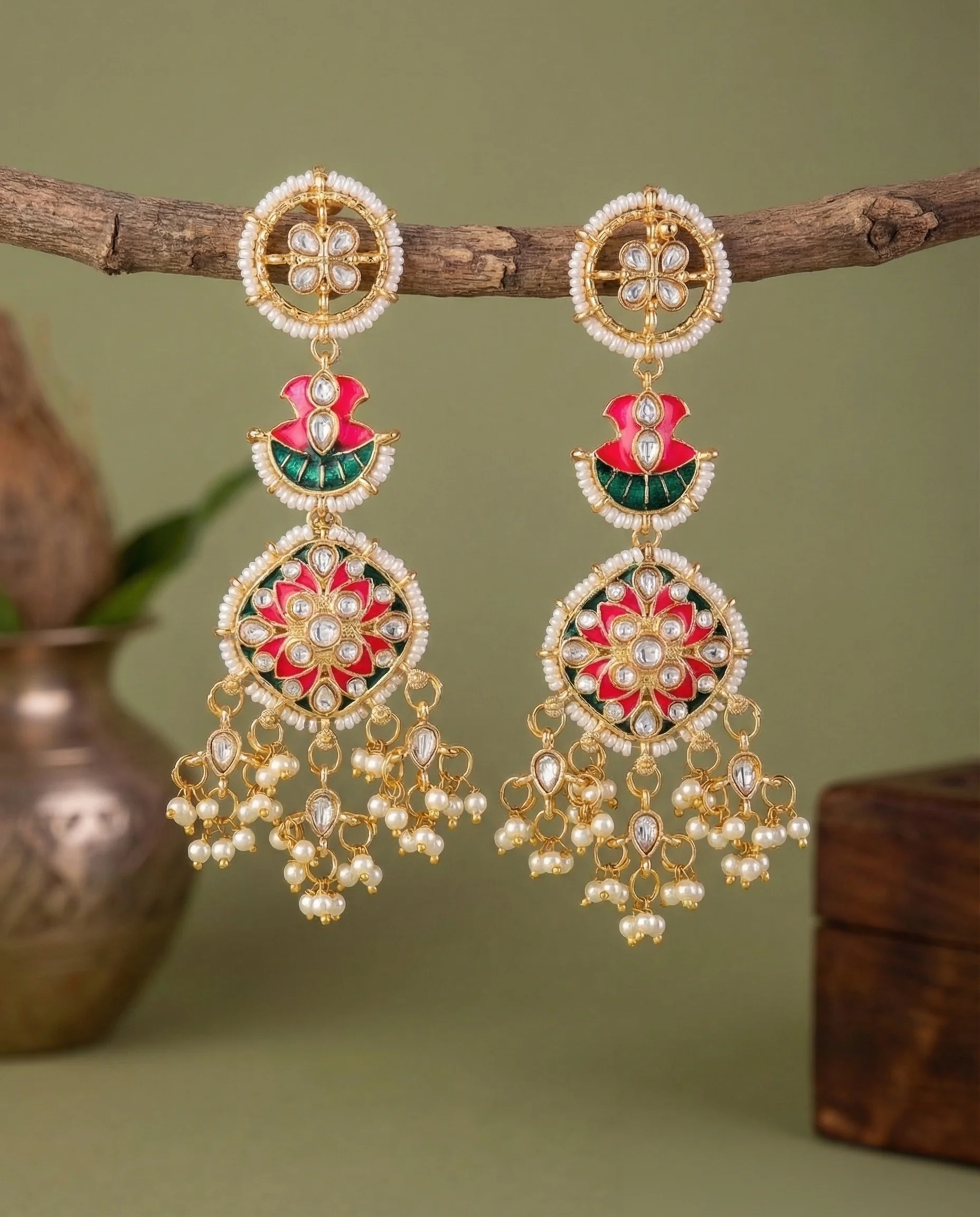 Akarsh Premium Meena Chandbali Earring - Image 4