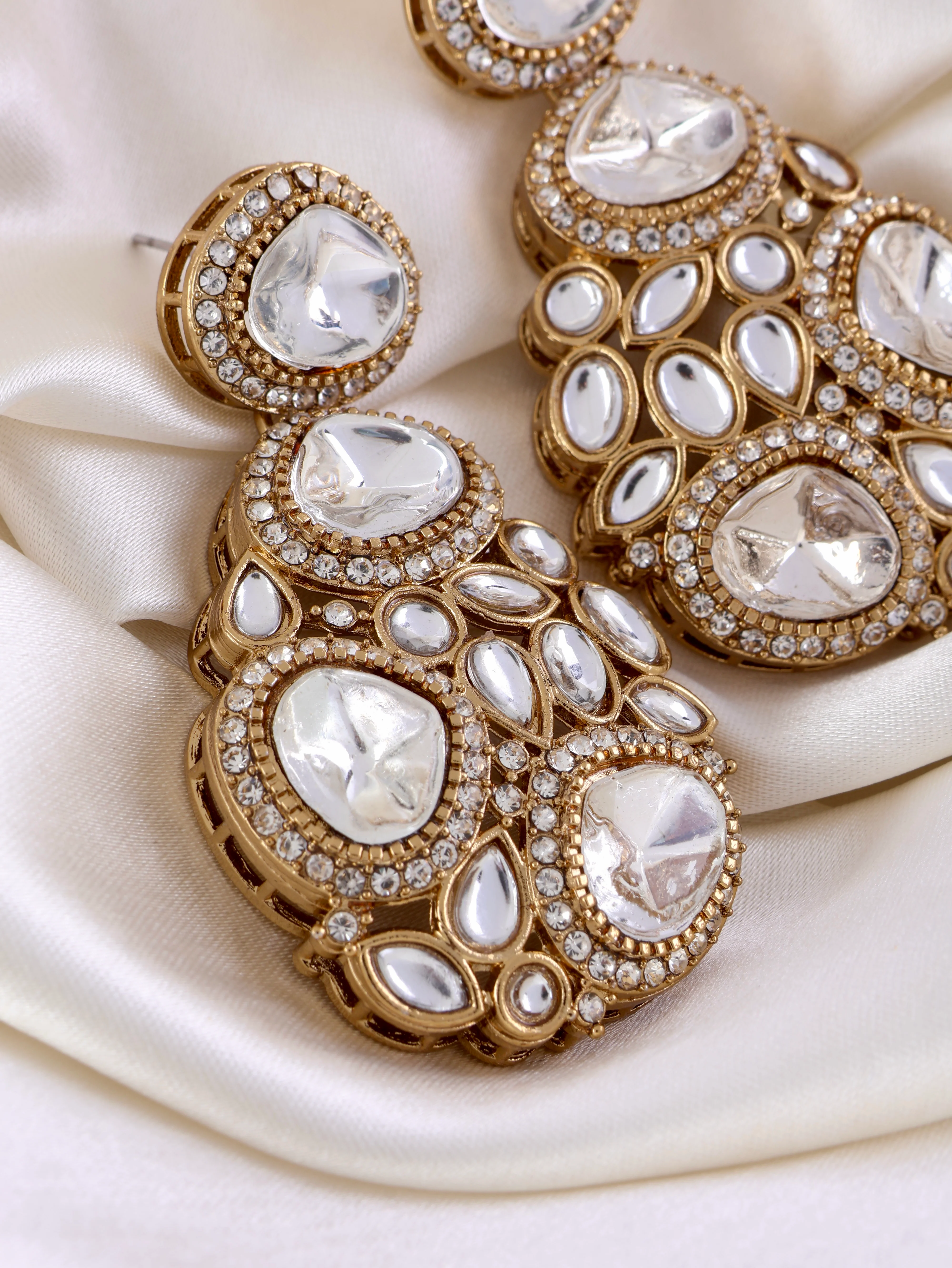 Anureet Premium Designer Zircone Polki Dupe Earring - Image 3
