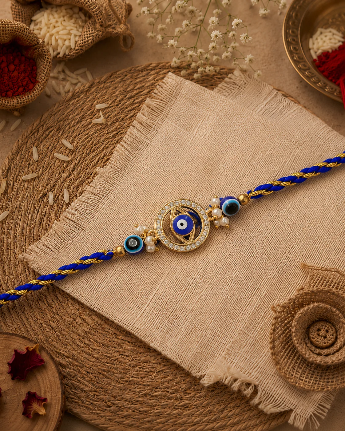 Aynoor Evil Eye Rakhi For Brother | Tilak Set Included - Image 3
