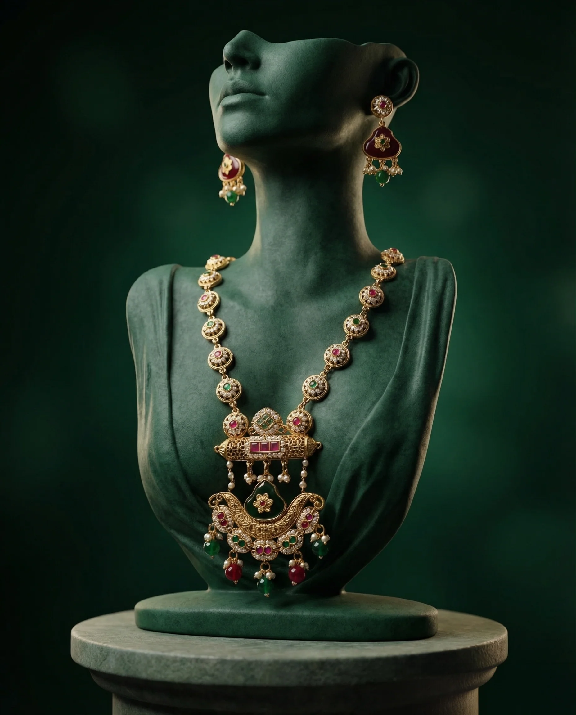 Bhramita Rajwada Necklace Set with Earring - Image 2