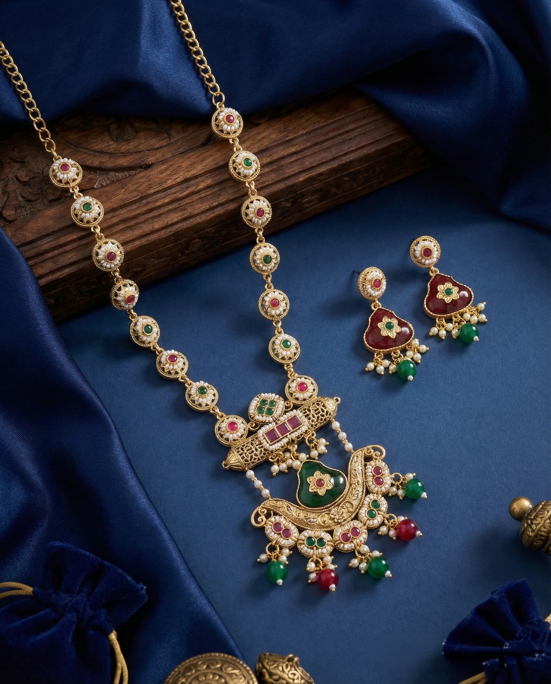 Bhramita Rajwada Necklace Set with Earring - Image 3