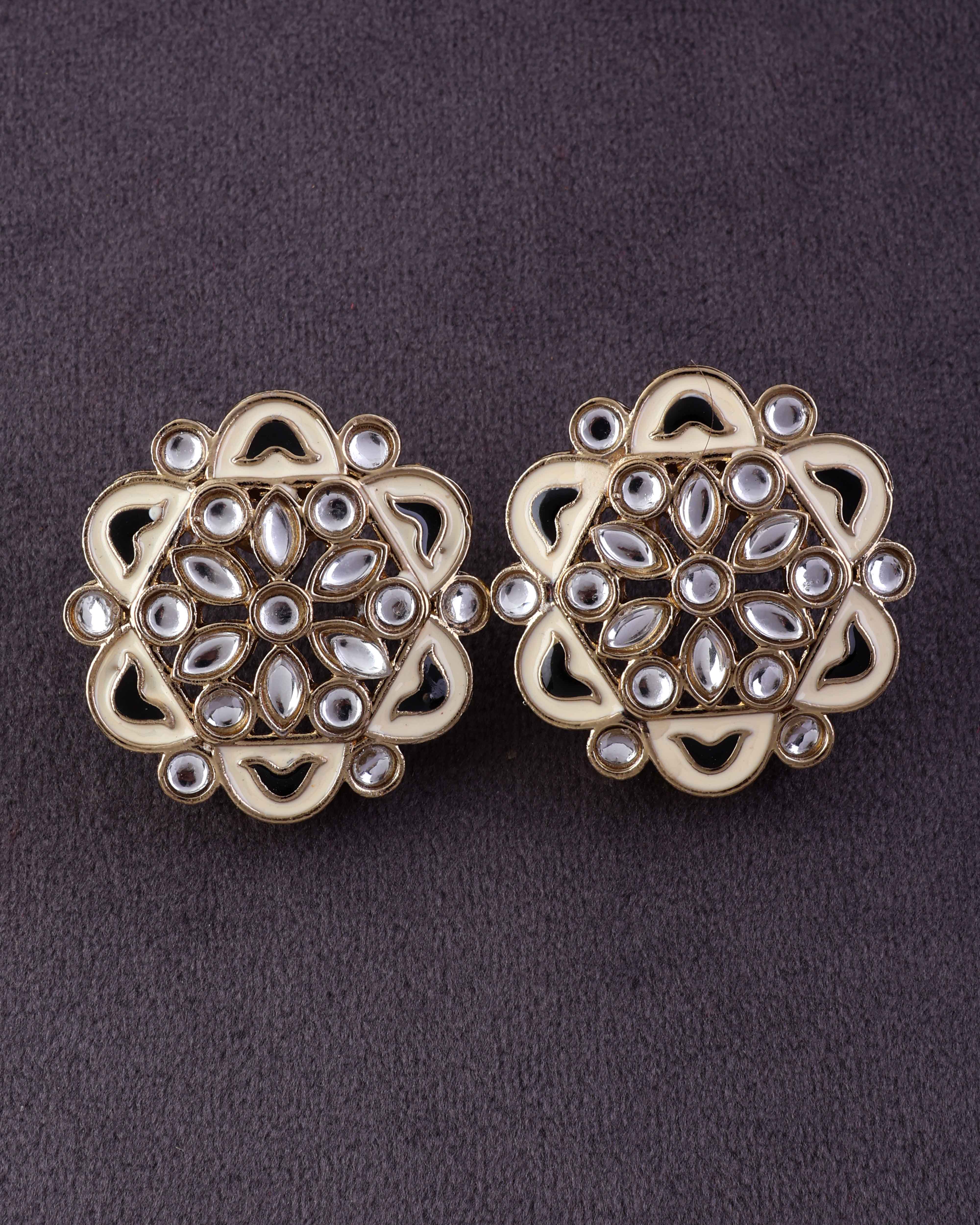 Black Kiva Meenakari Stud Earring - Image 2