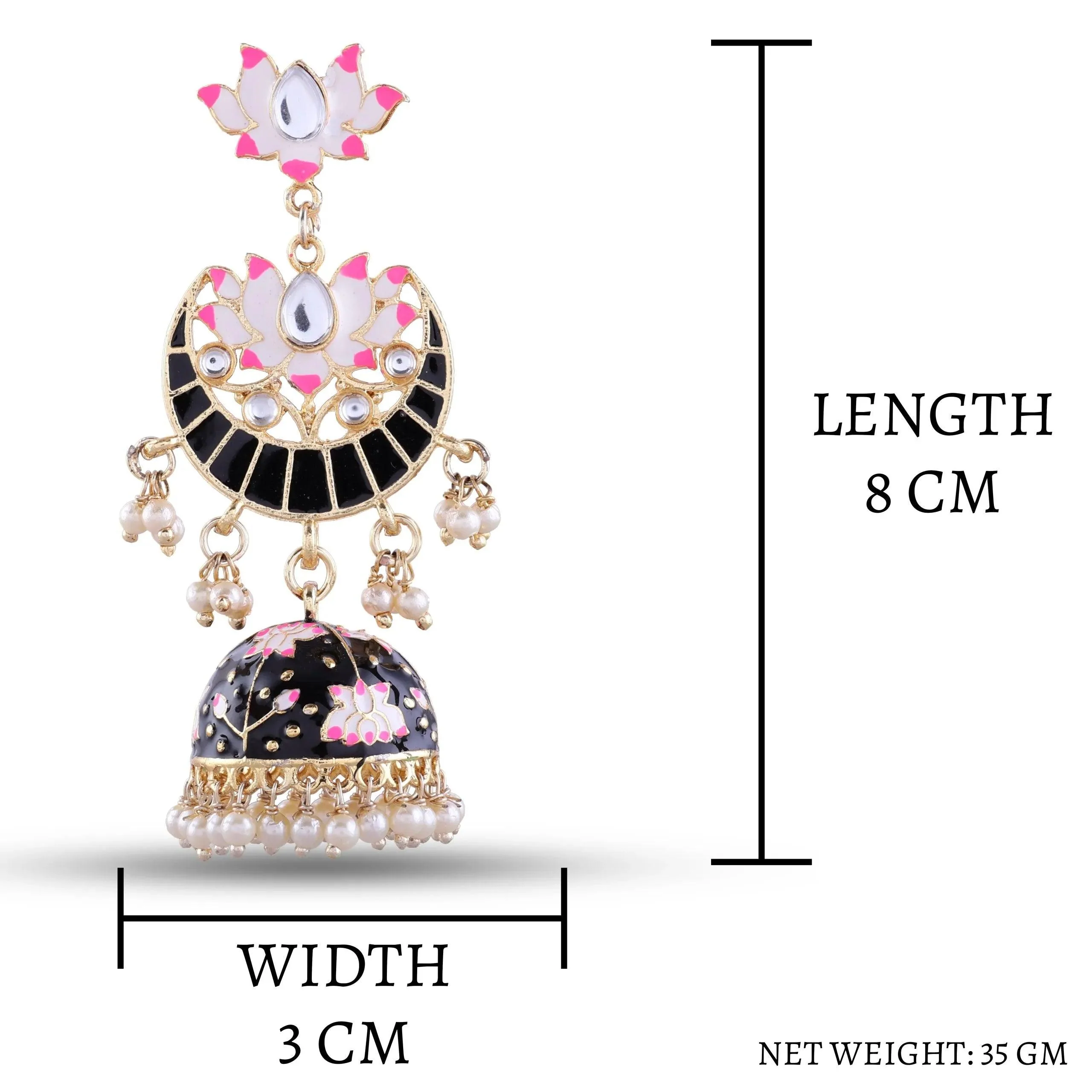 Black Long Moon Jhumka - Image 3