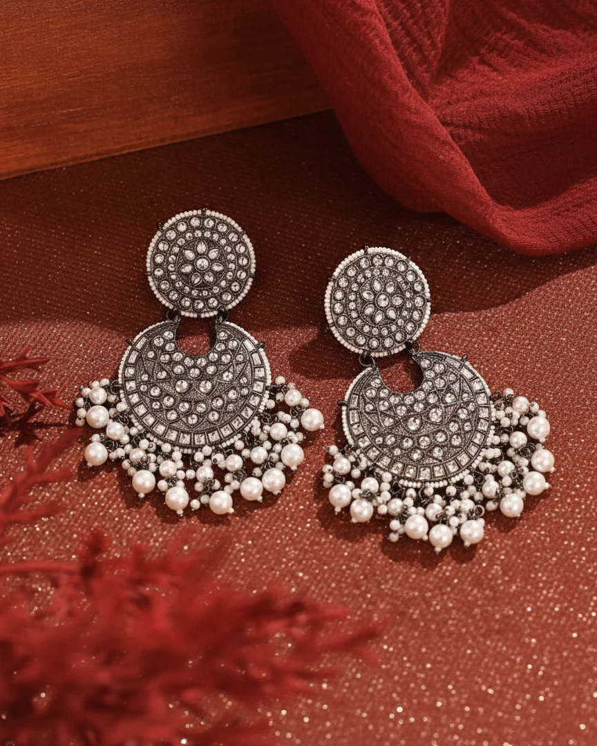 Black Radhika Chandbali - Image 2