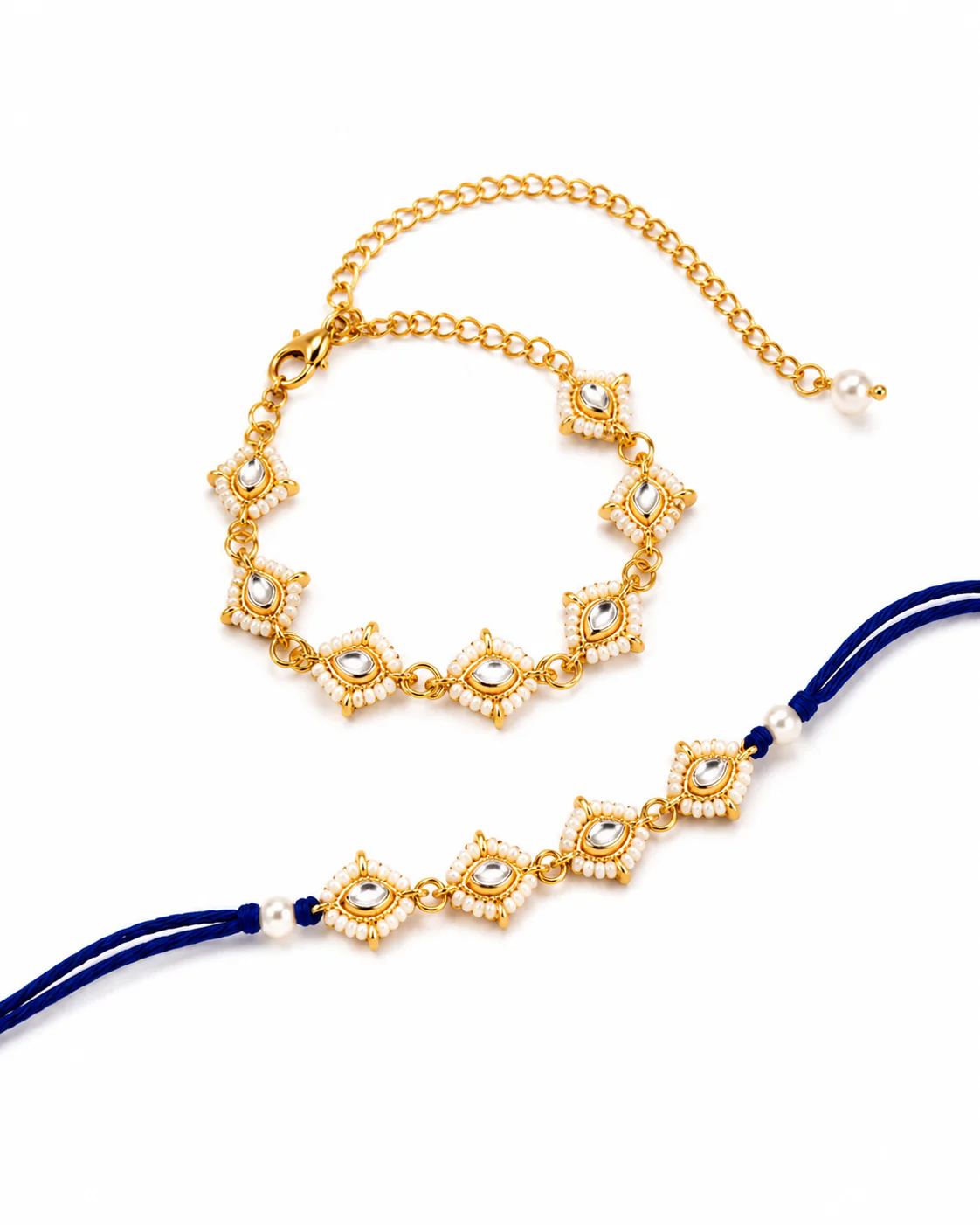 Blue Misha Bhaiya Bhabhi Rakhi Bracelet Set | Tilak Set Included - Image 4