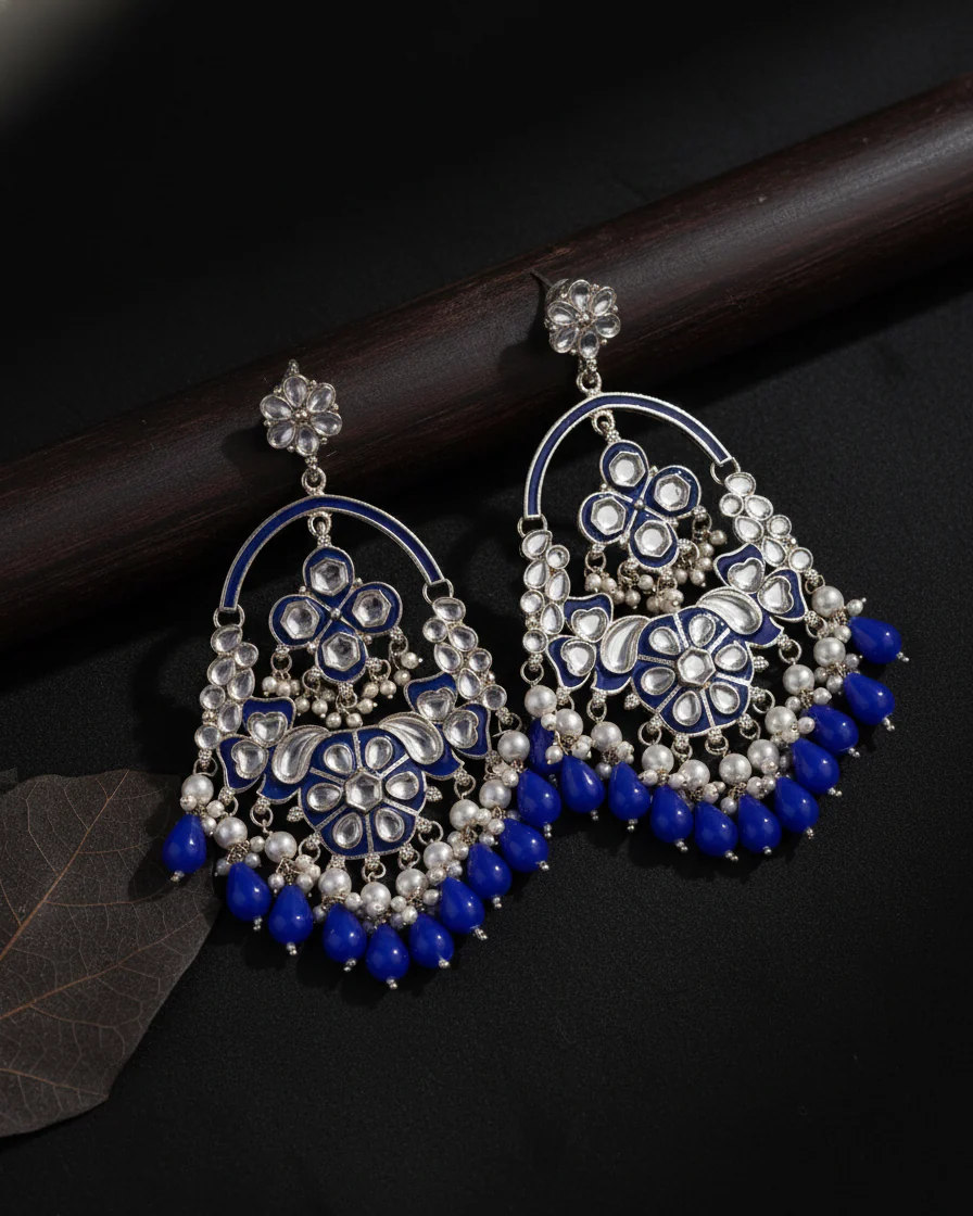 Blue Rajvee Meena Chandbali - Image 3