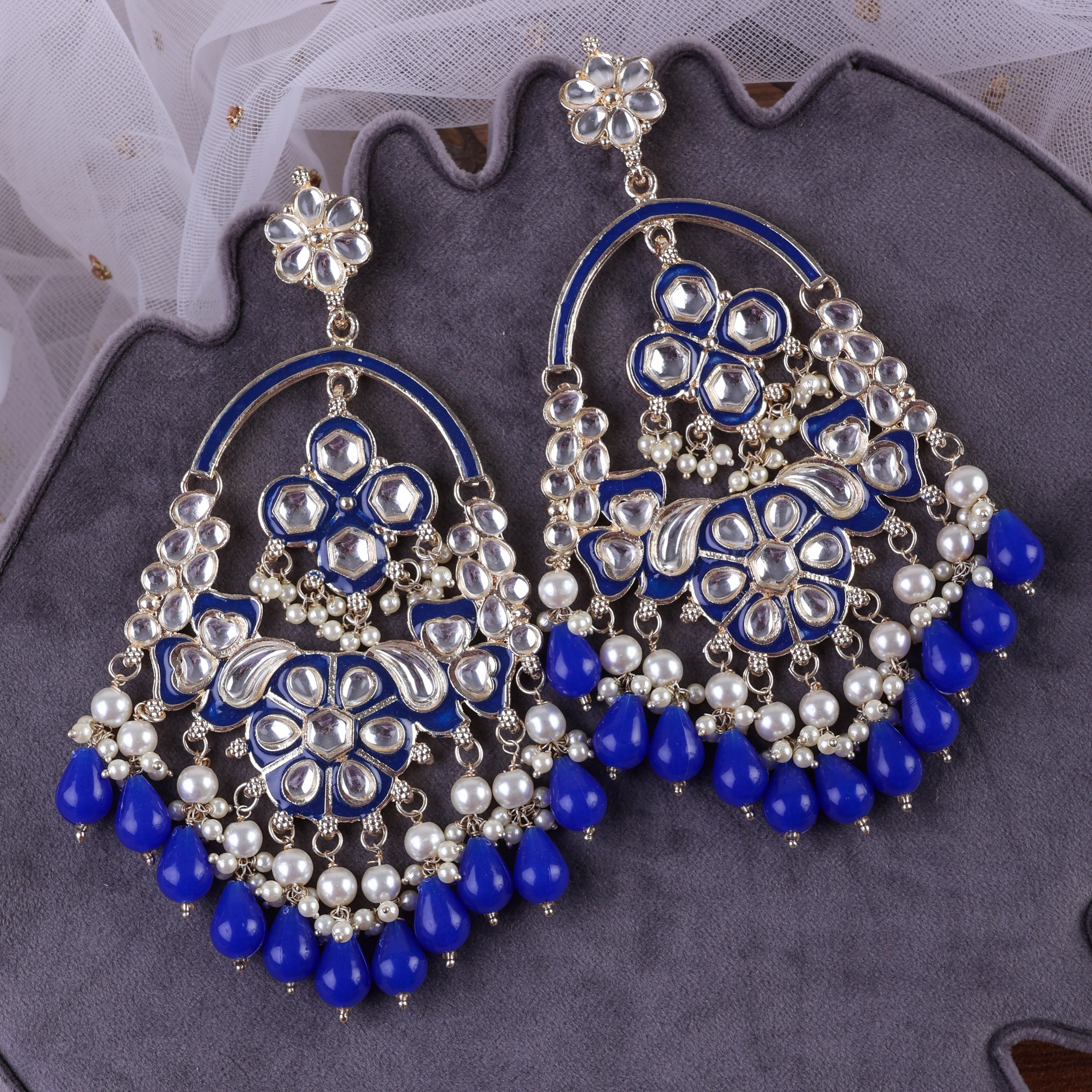 Blue Rajvee Meena Chandbali - Image 4
