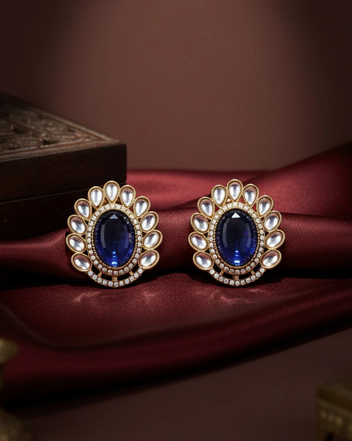 Blue Rupali Premium Stud Earring - Image 2