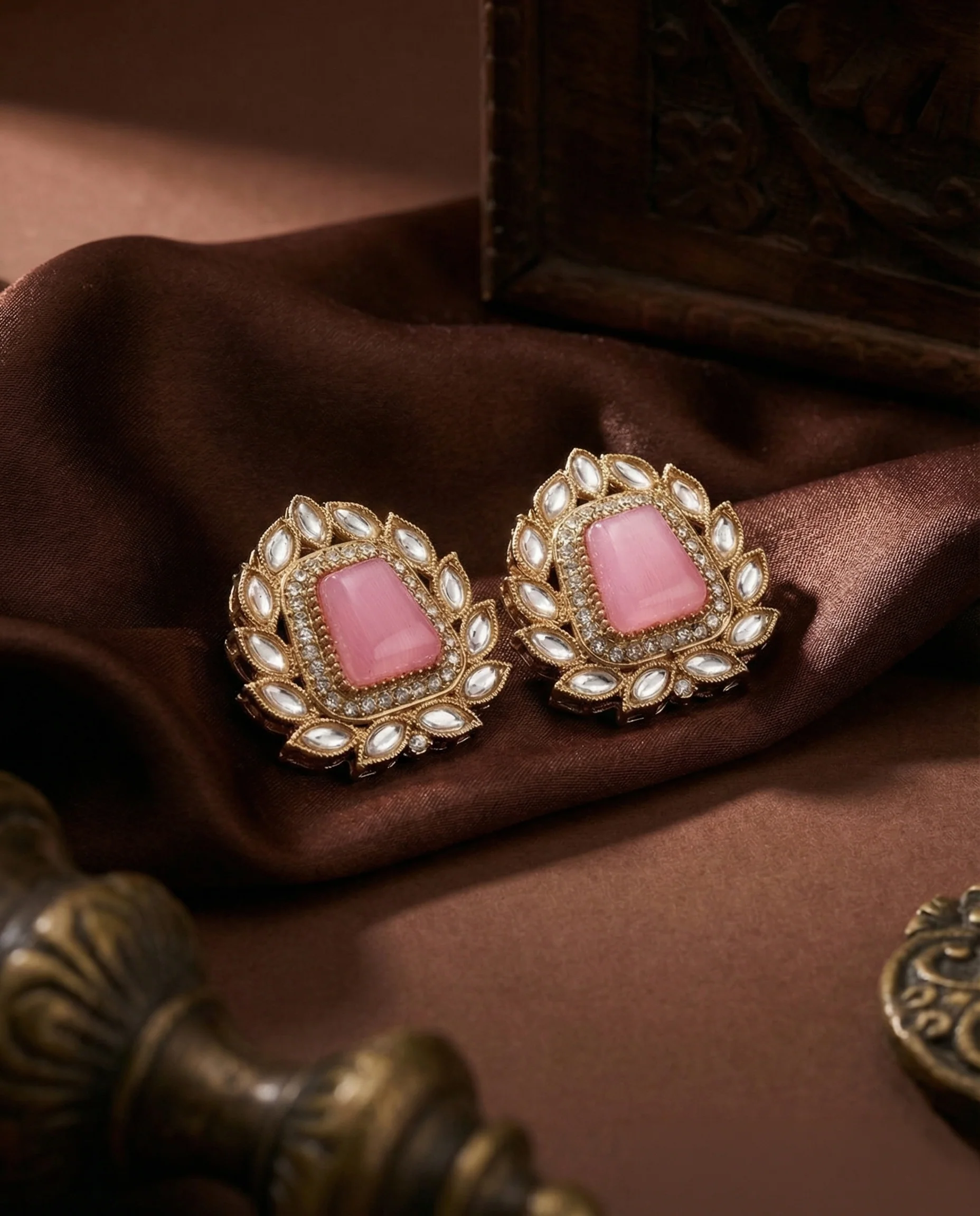 Blush Amosie Premium Kundan Stud Earrings - Image 2