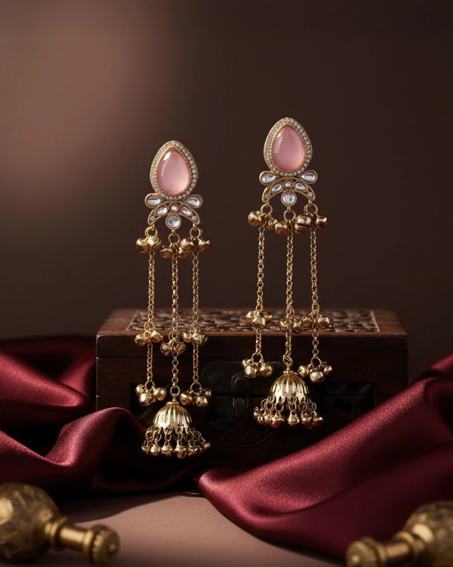 Blush Nidhi Kashmiri Look Ghunghru Jhumka Earring - Image 2