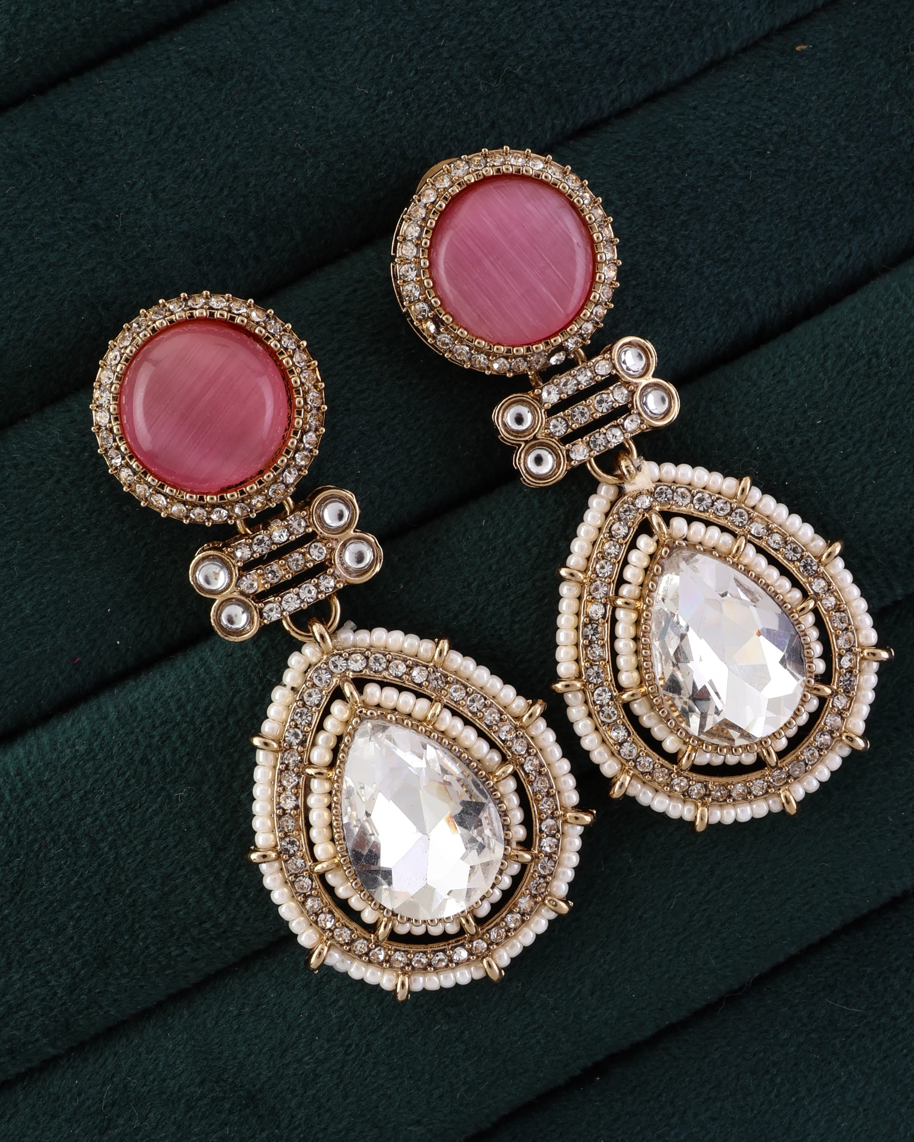 Blush Zyra Premium Designer Zircone Polki Dupe Earring - Image 2