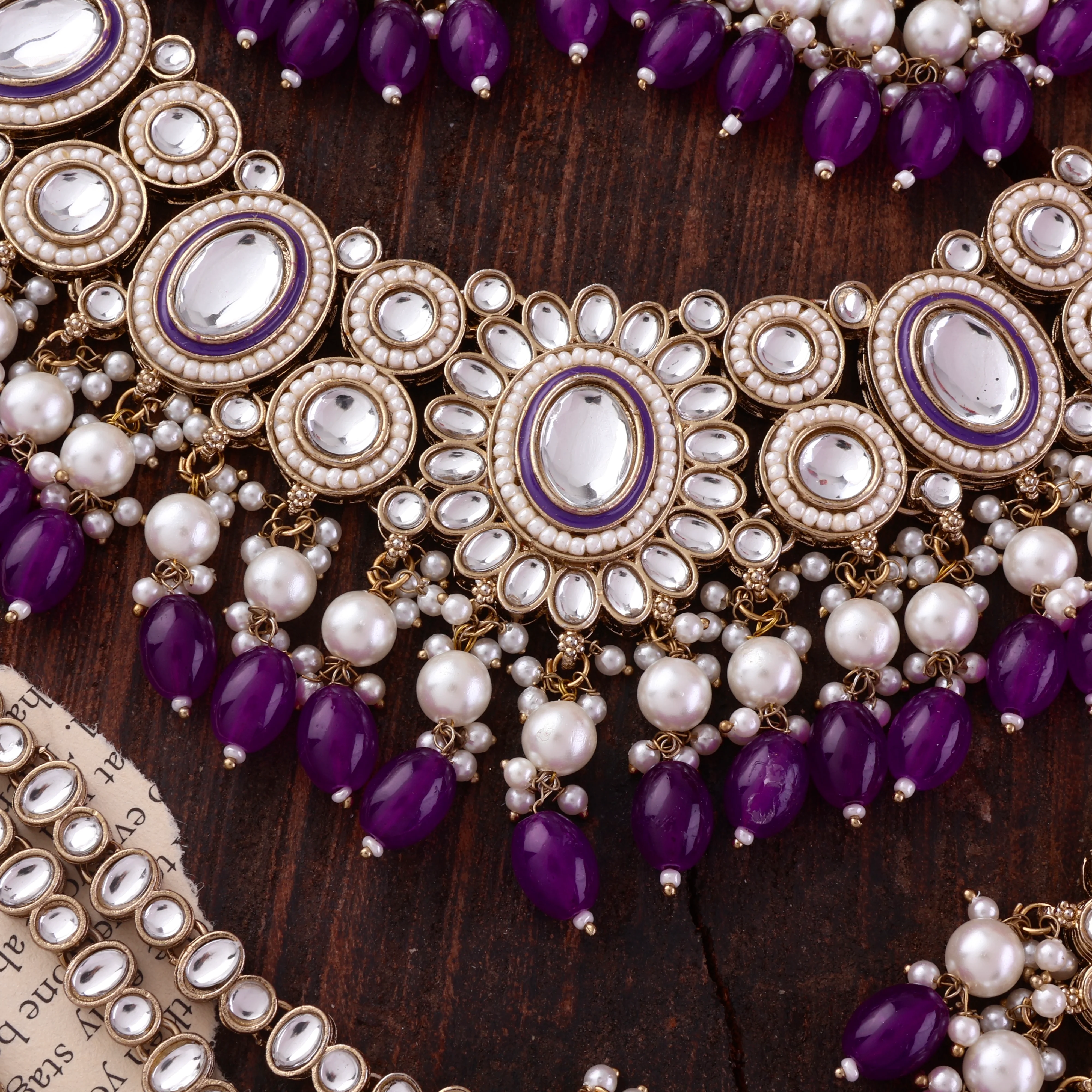 Purple Gurkeerat Necklace Earring with Teeka and Side Jhumar/Passa - Image 7