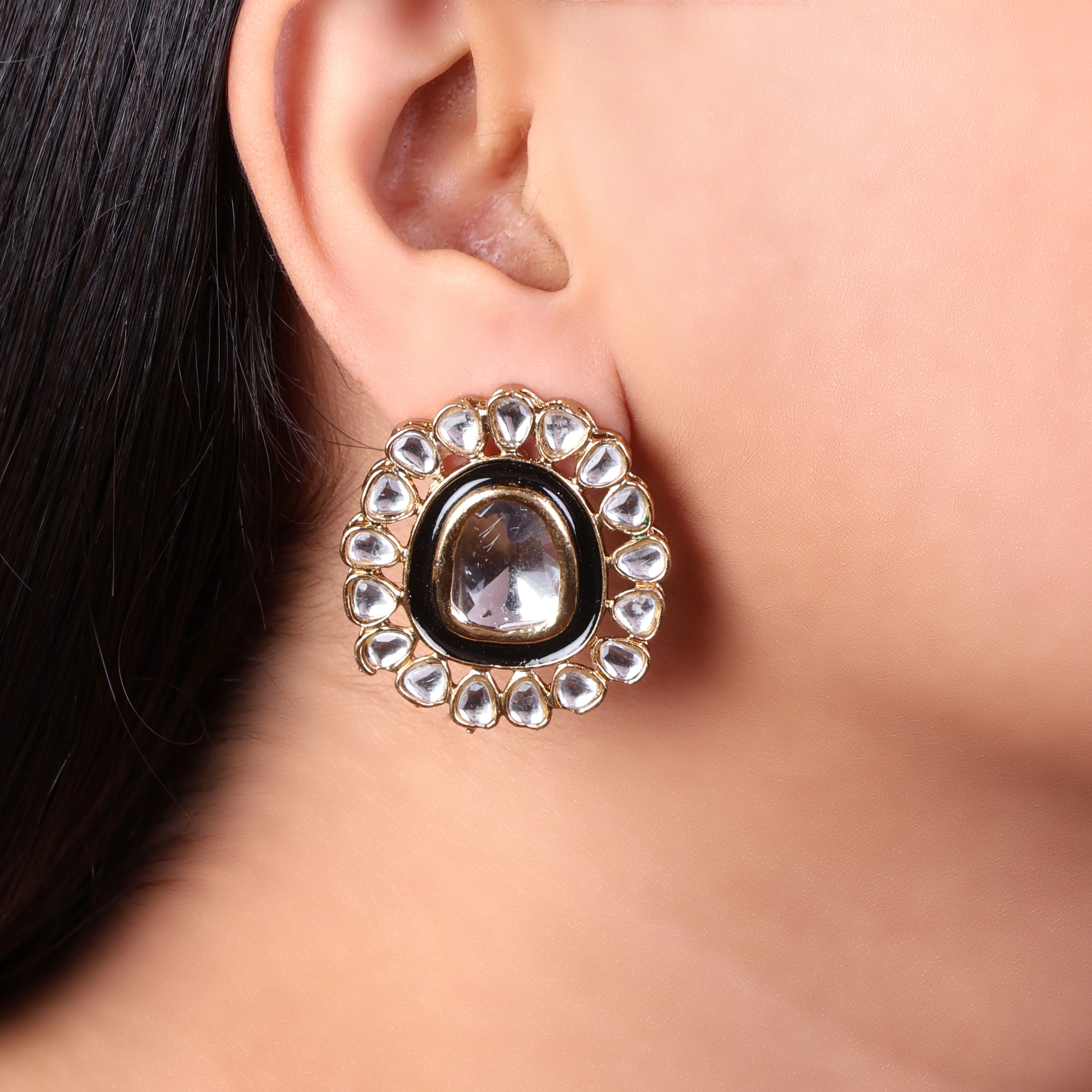 Black Dev kundan Stud - Image 4