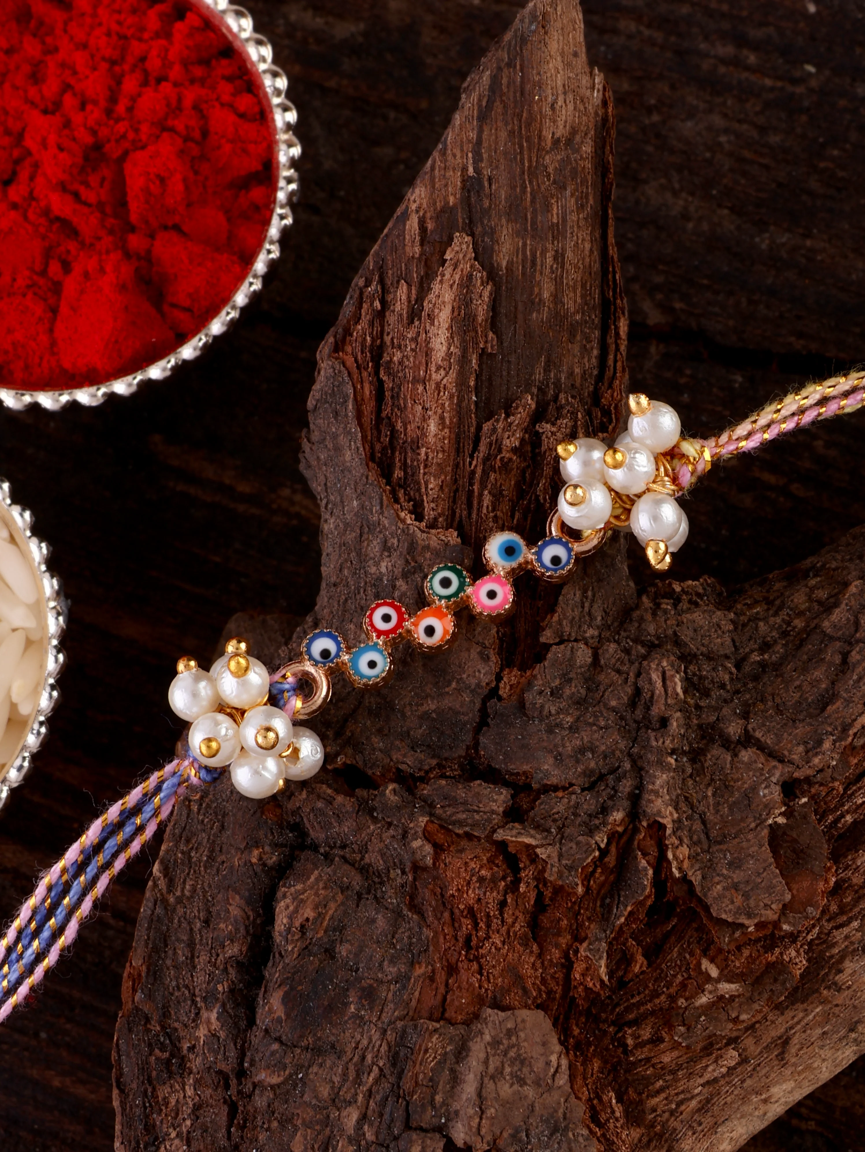 Pack of 3 Divyaan Evil Eye Rakhi with Card | Tilak Set Included - Image 4
