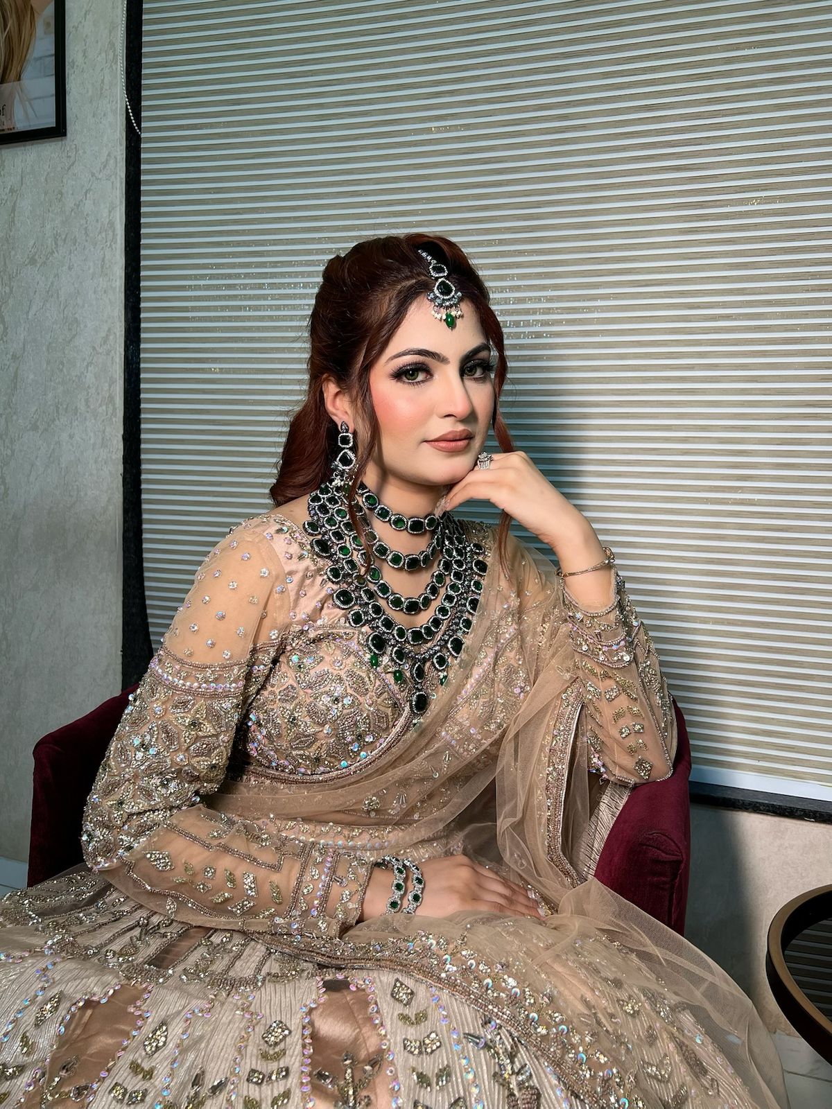 Emerald Green Parineeti Wedding Necklace Set - Image 4