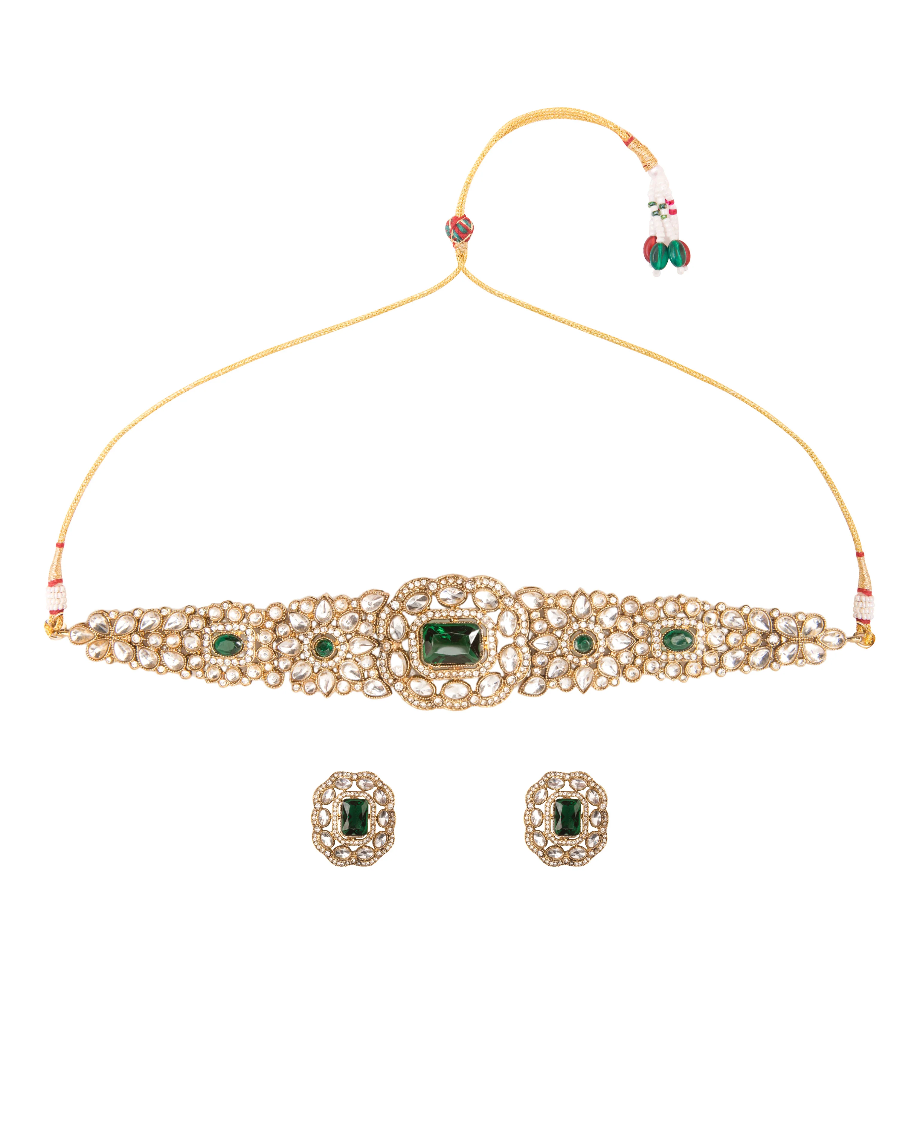 Emerald Gunveen Choker Necklace Earring - Image 8