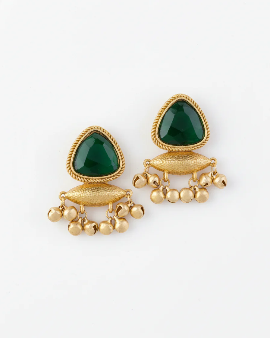 Emerald Maliona Brass Lookalike Stud Earring - Image 3