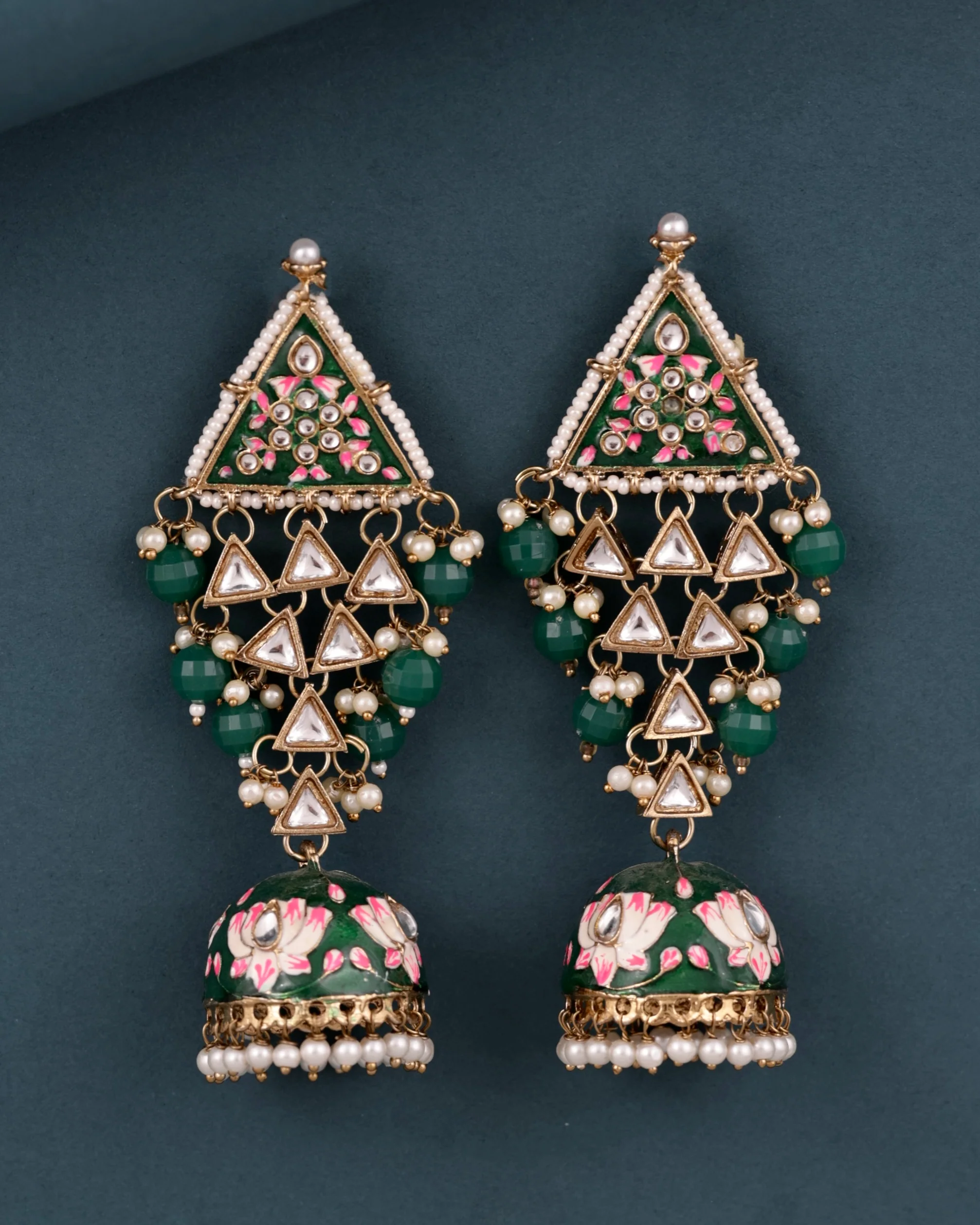 Emerald Tisha Meenakari Jhumka - Image 4