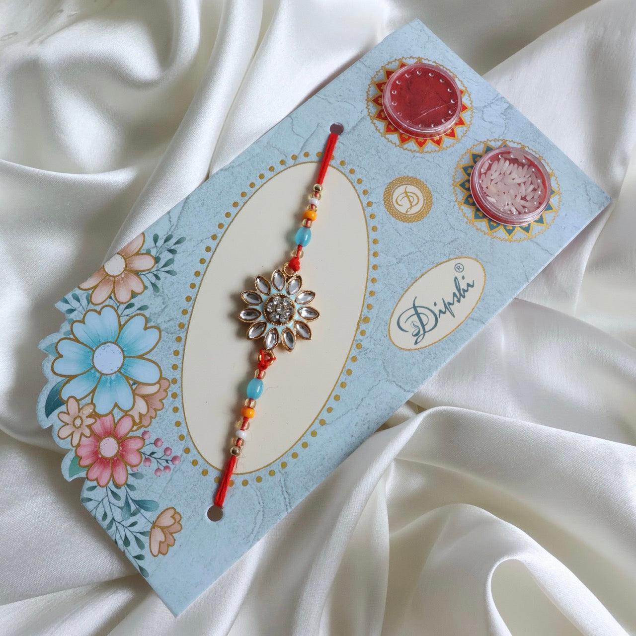 Enthralling Stone Rakhi Set with Tilak Combo - Image 3