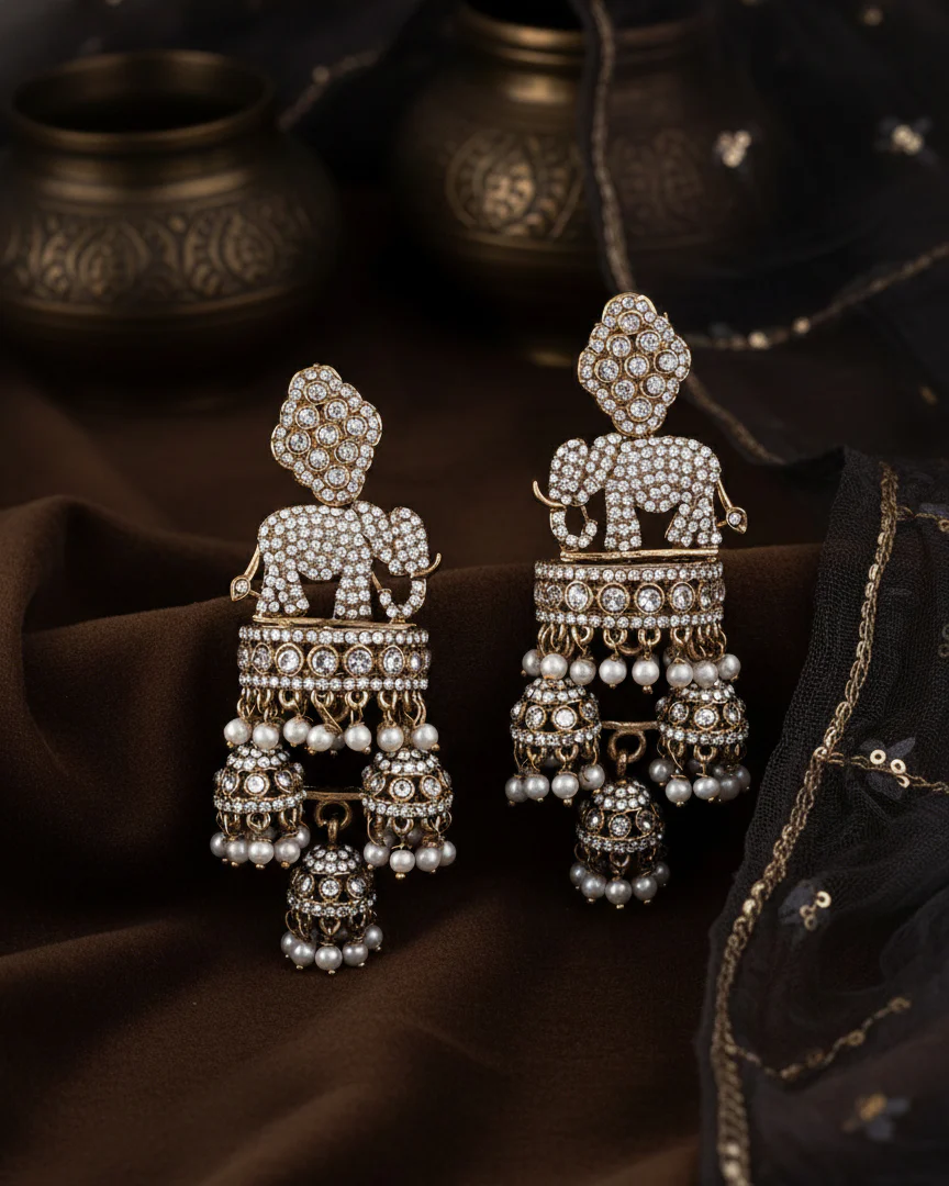Pearl Alveena Premium Designer Statement Earring - Image 4
