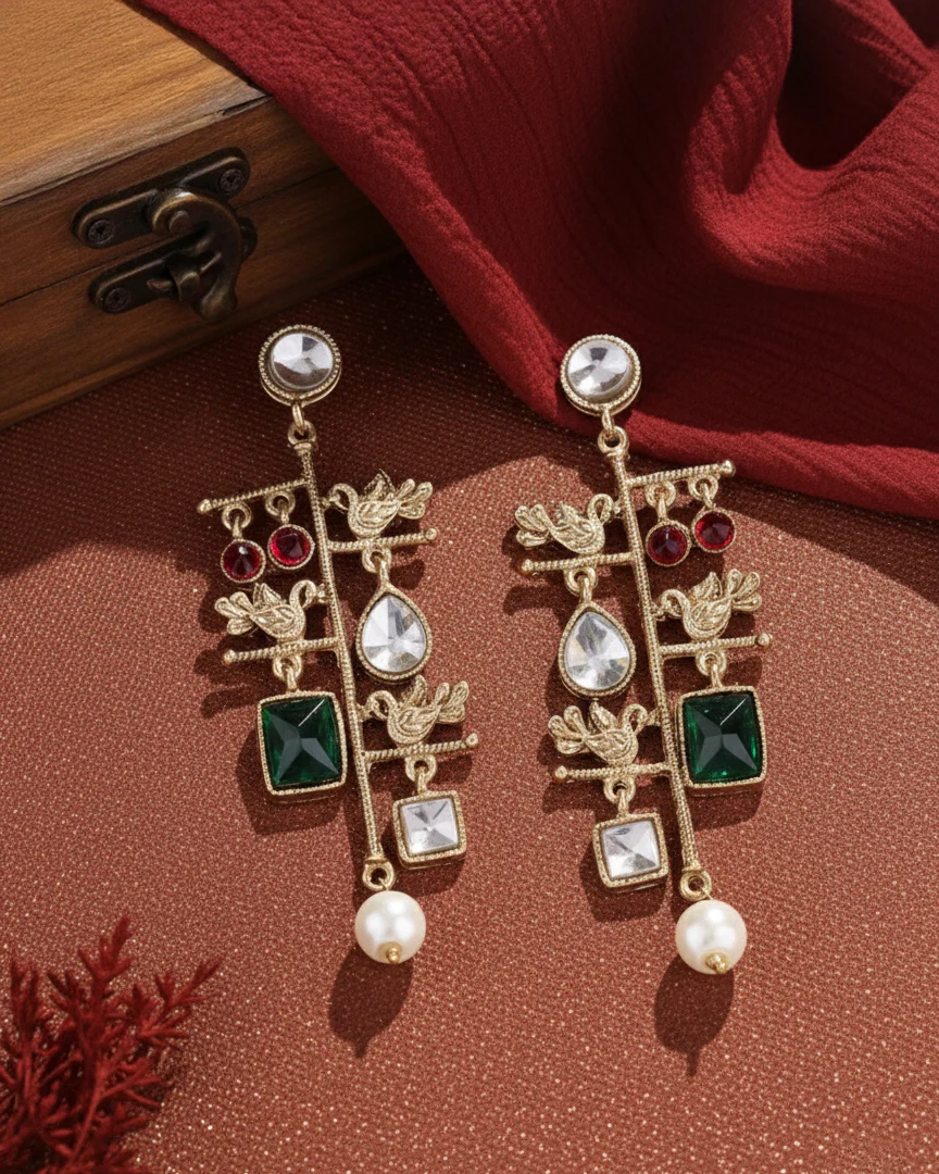 Green Mohana Designer Peacock Earring