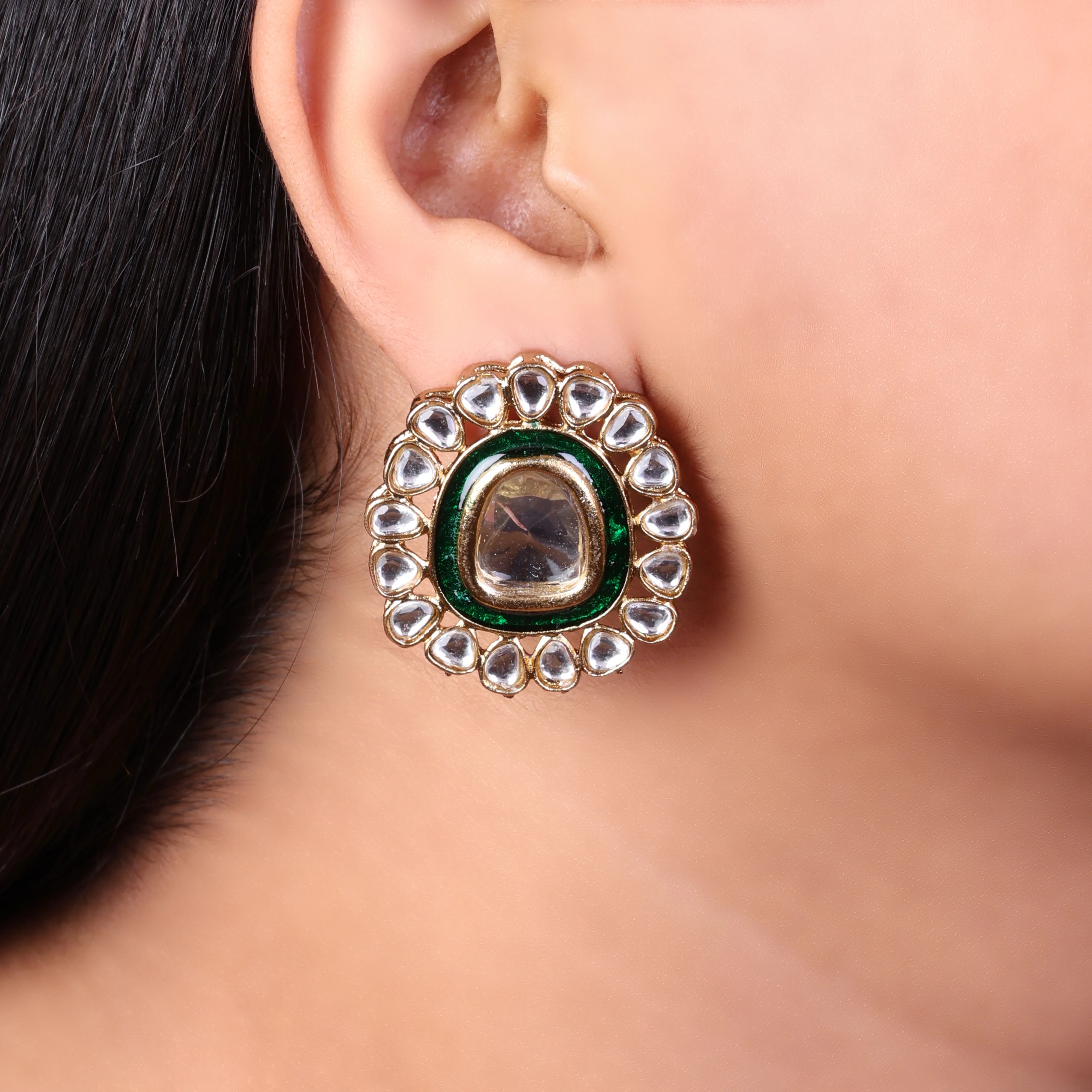 Green Dev kundan Stud - Image 4