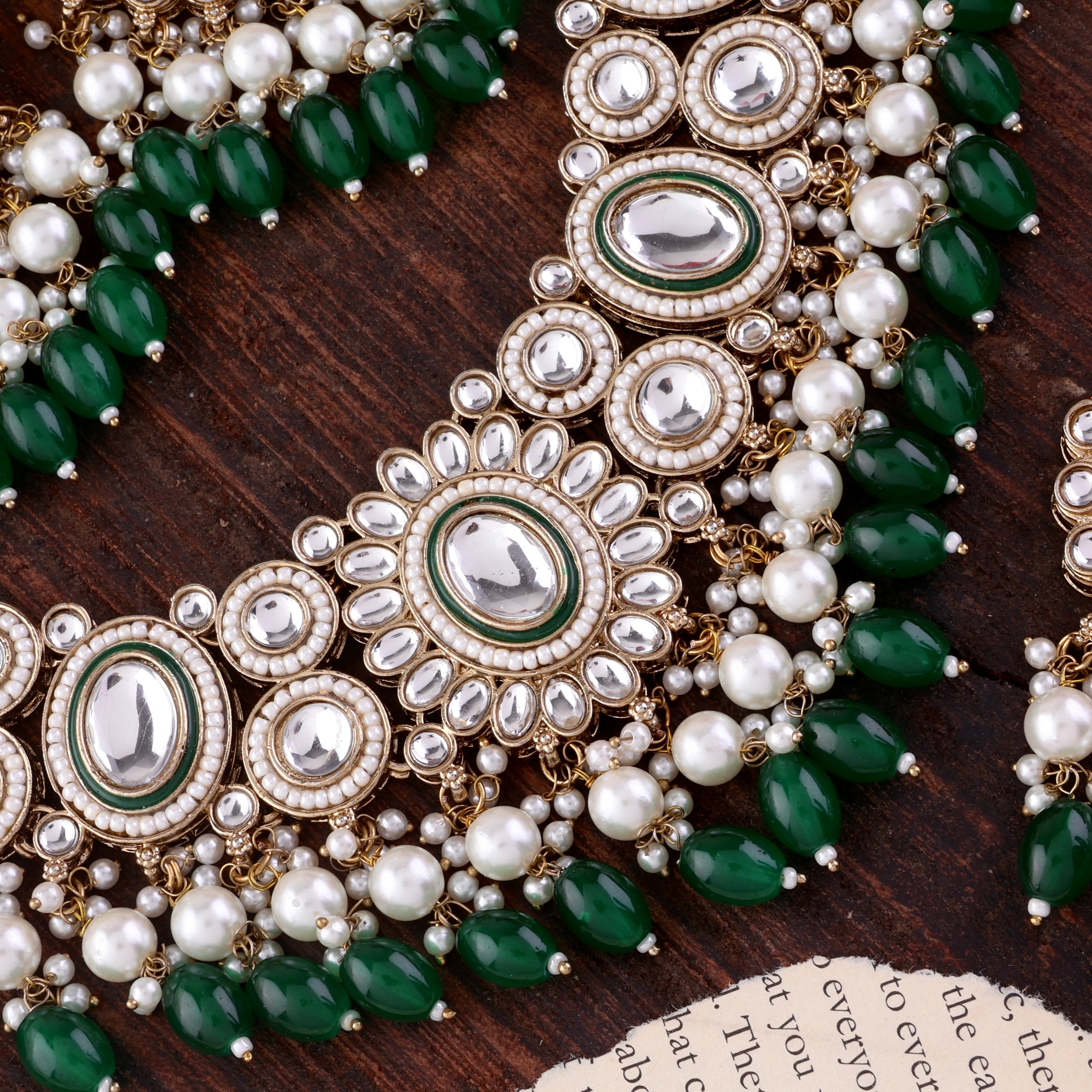 Green Gurkeerat Necklace Earring with Teeka and Side Jhumar/Passa - Image 5