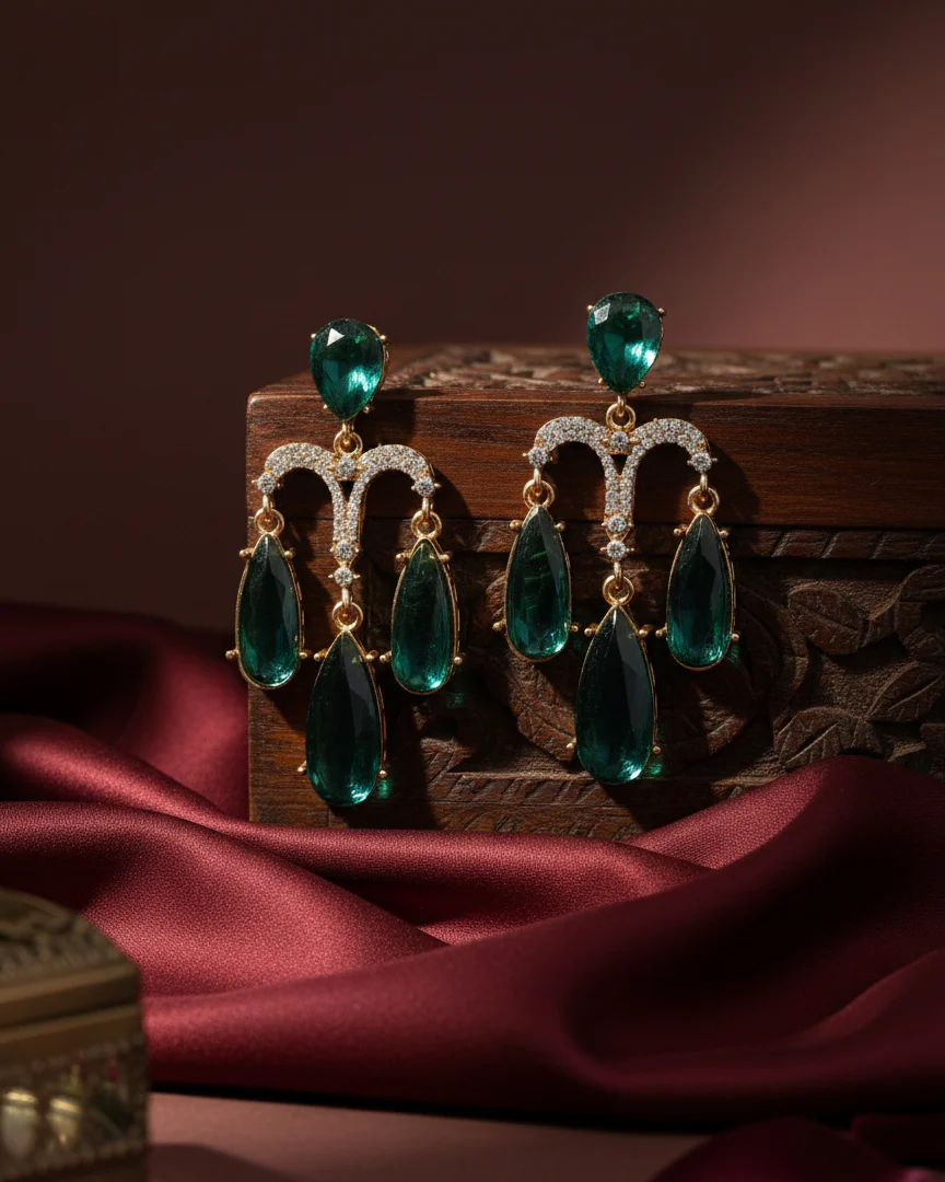 Green Ishika Designer Zircone Earring
