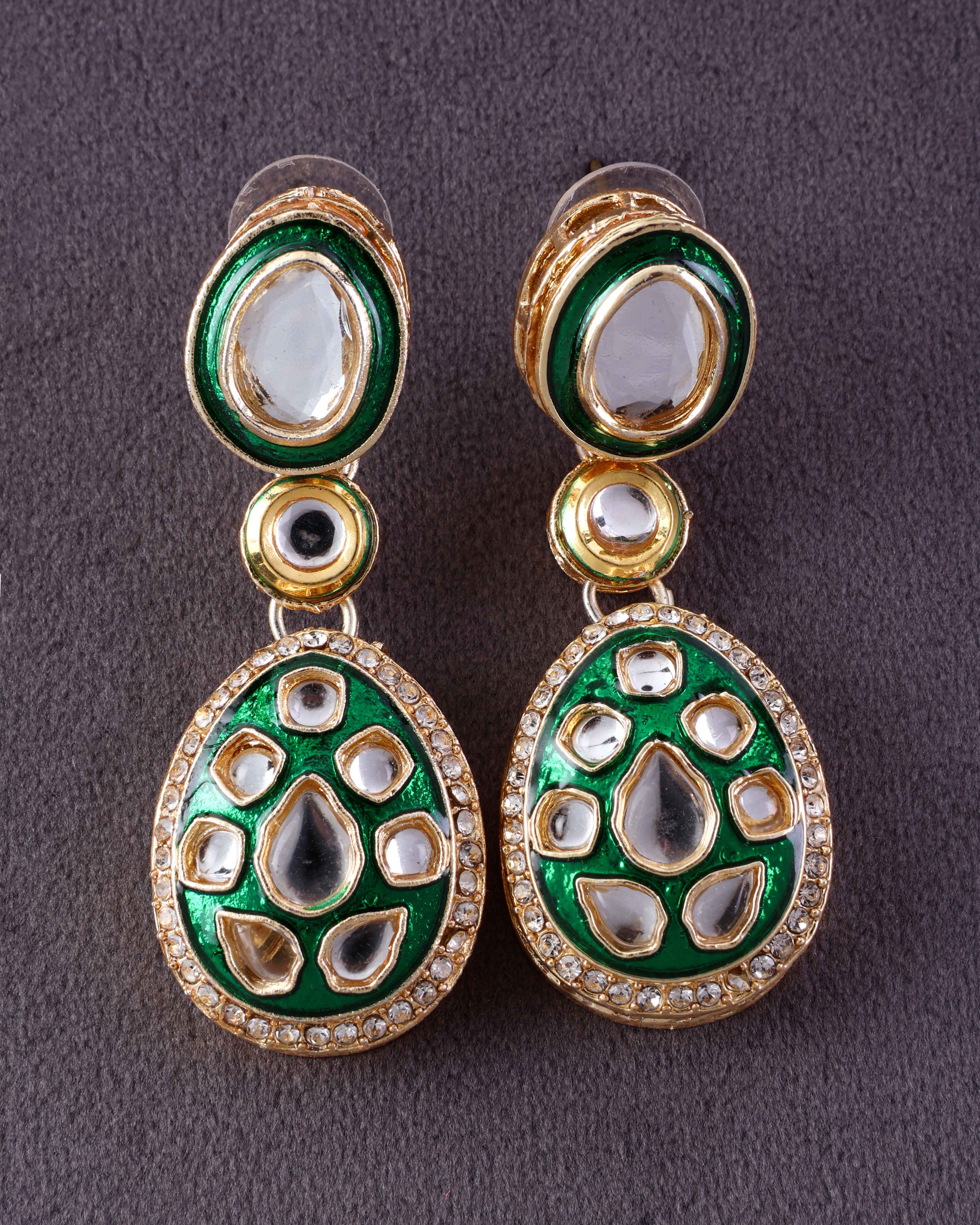 Green Kuvar Meenakari Earring - Image 3