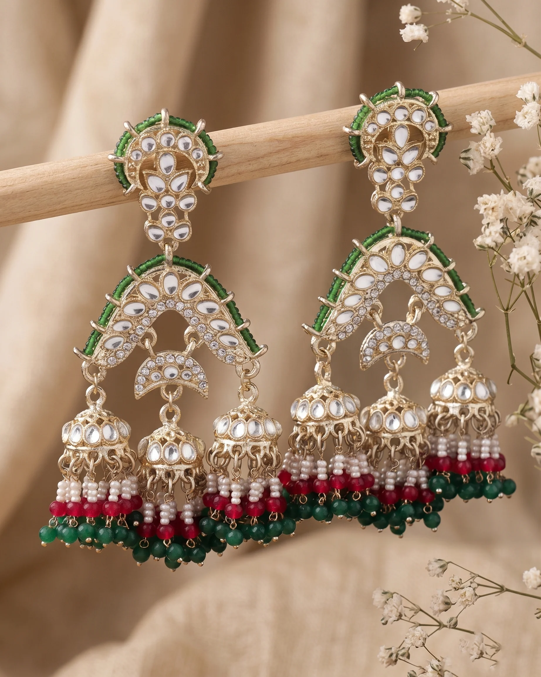 Green Prabhnoor Jhumka - Image 3