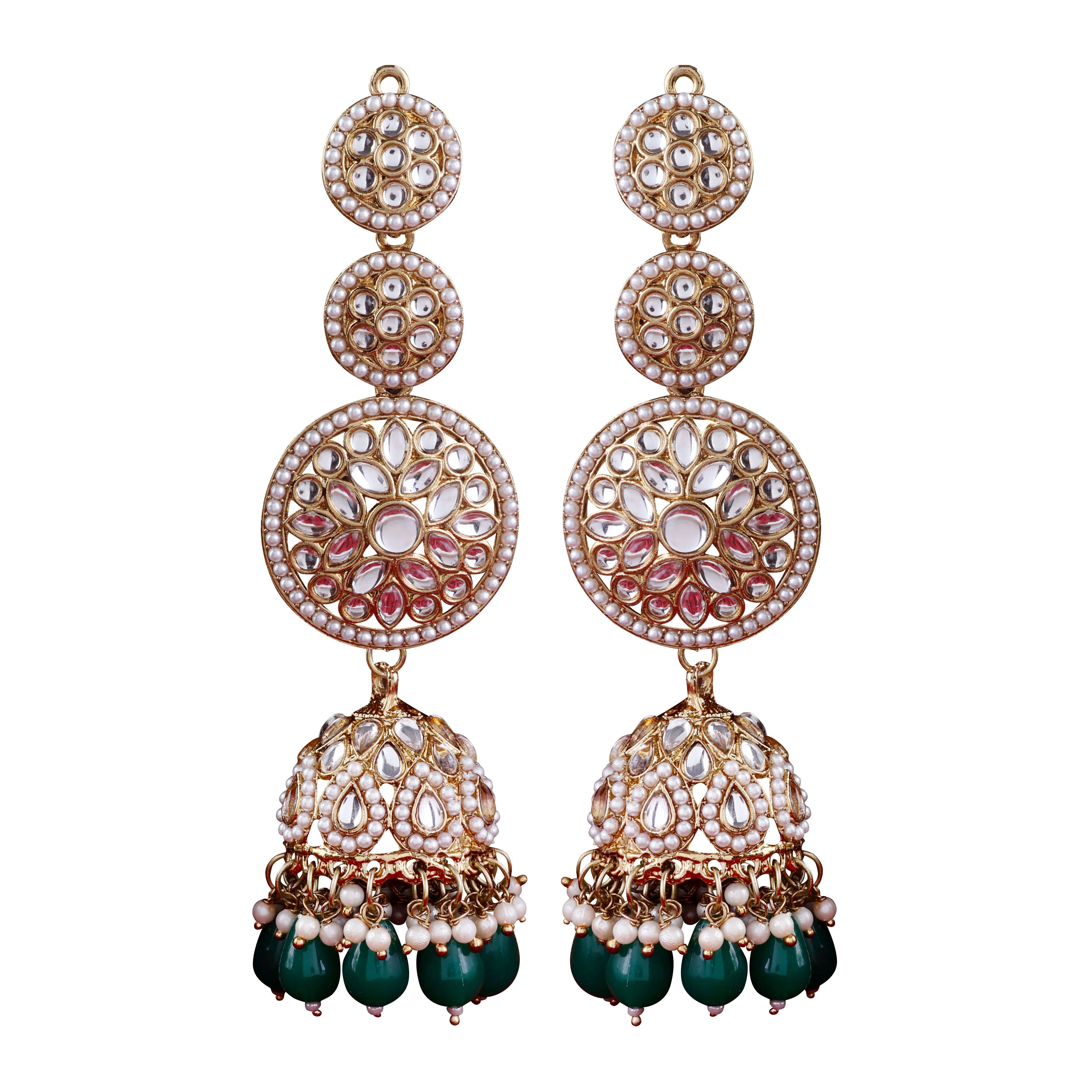 Green Rukhsar Statement Jhumka - Image 4