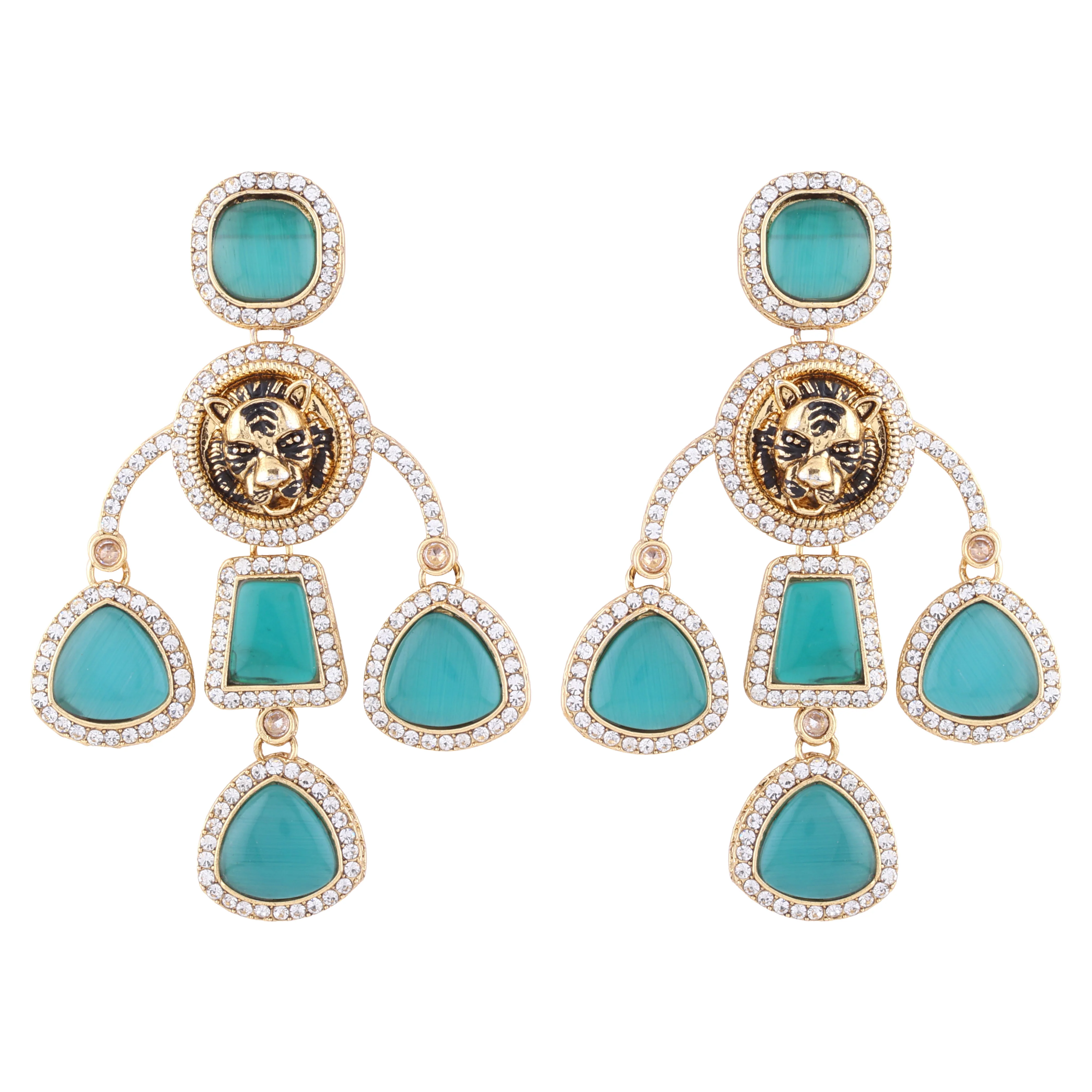 Anaya Sage Green Sabya Designer Earring - Image 4