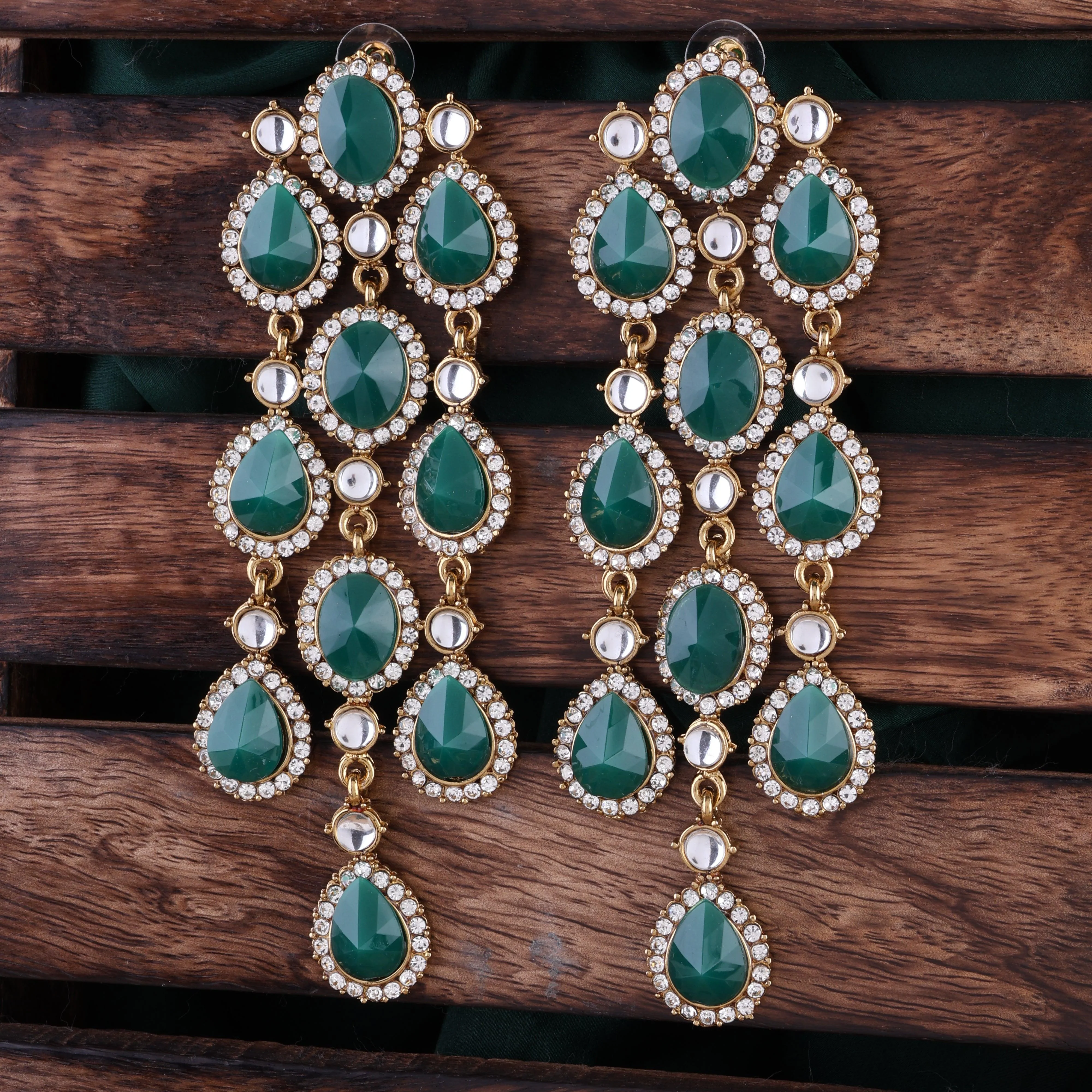 Green Tavleen Dangler Earring - Image 2