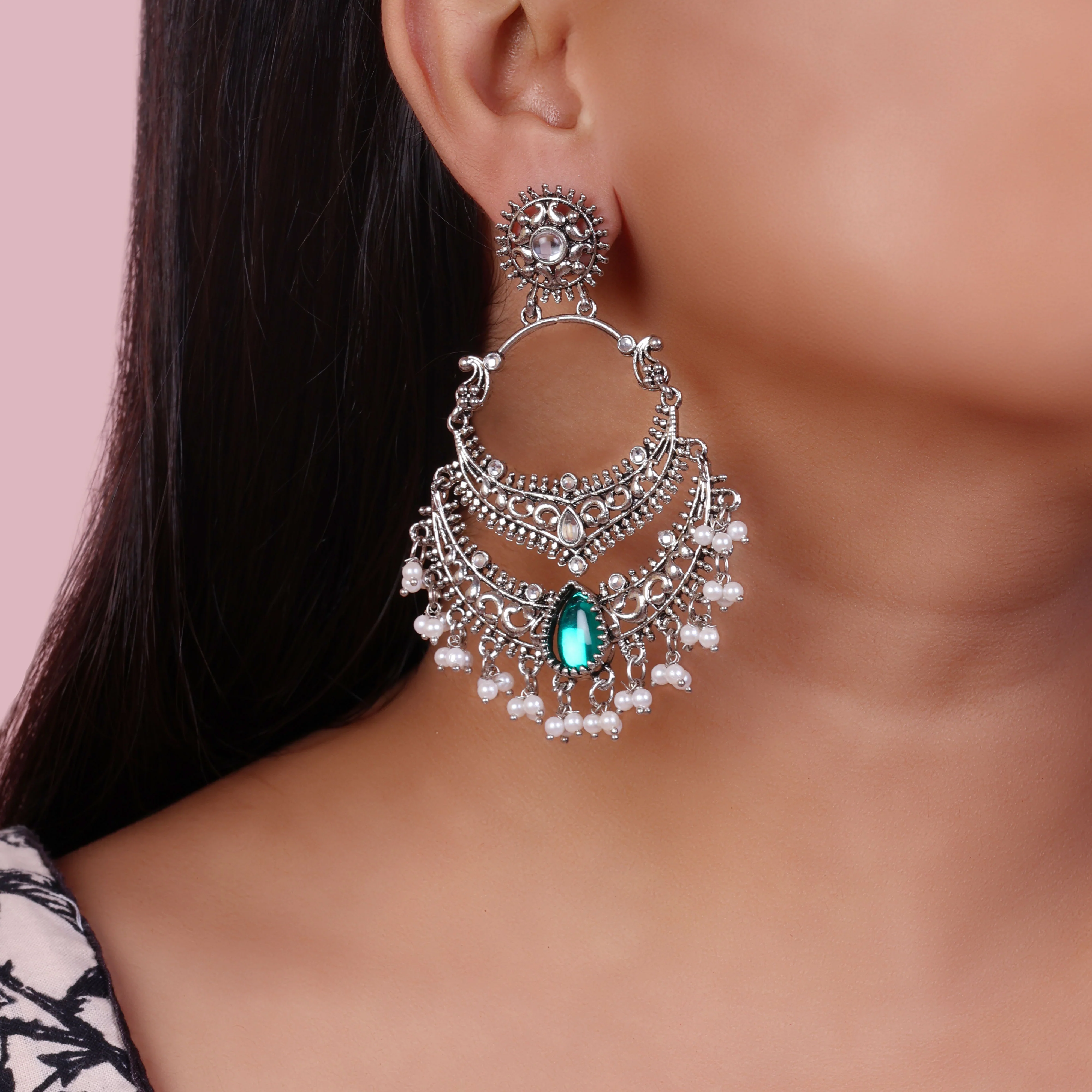 Green Vahini Boho Earring - Image 5