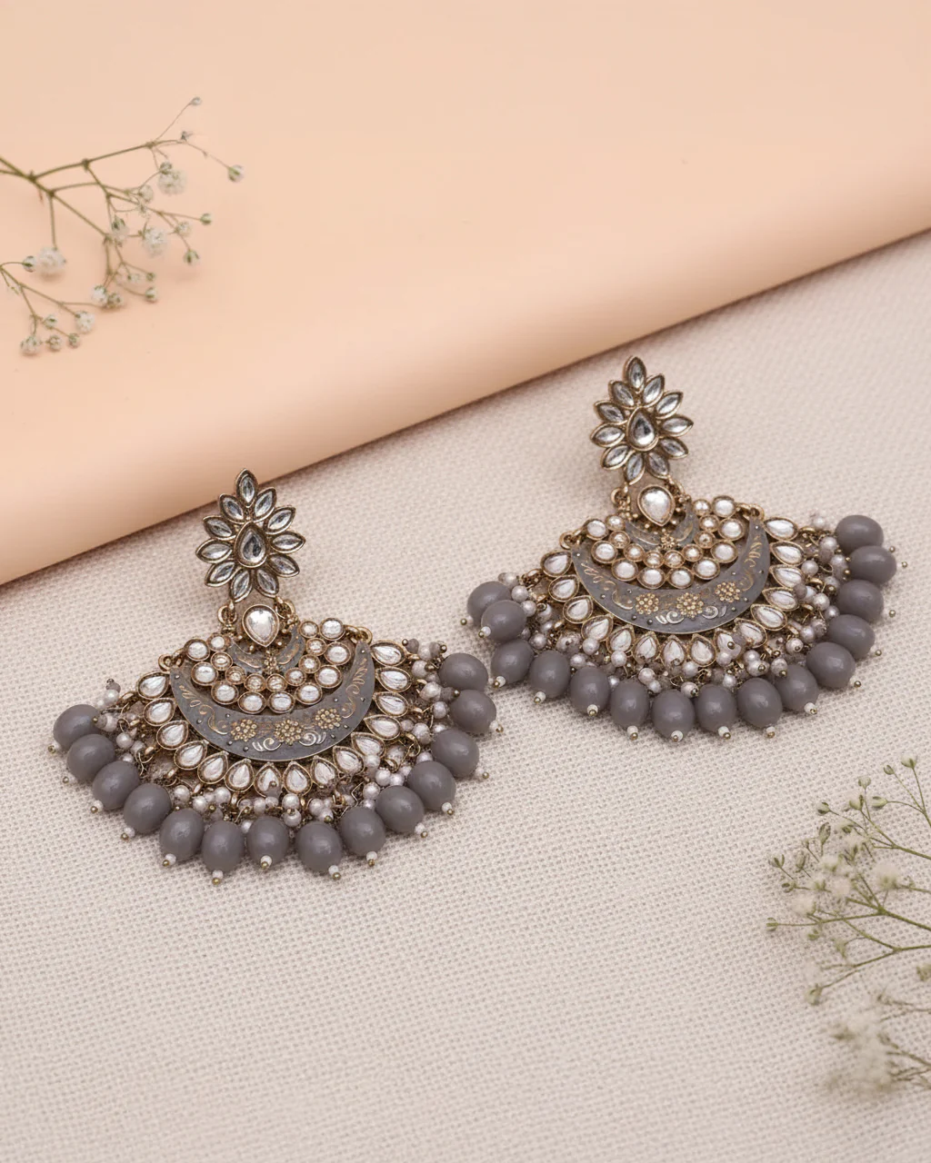 Grey Maisha Chandbali - Image 3