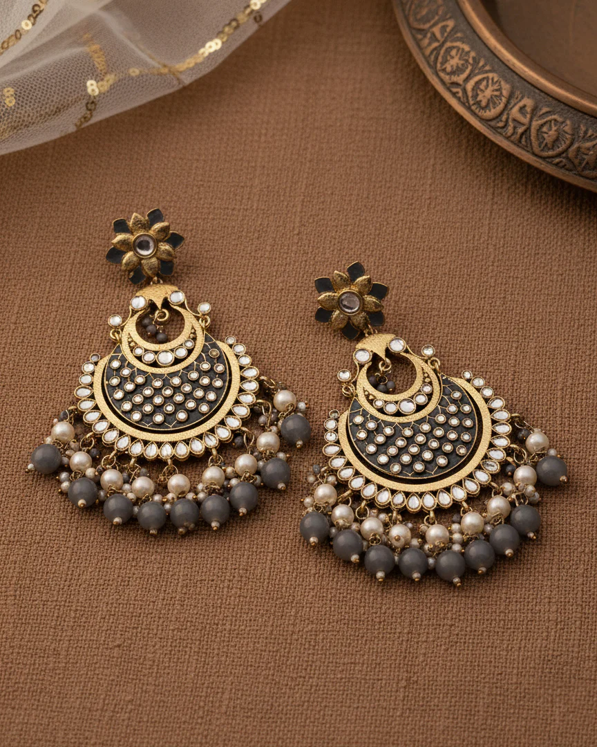 Grey Nazma Chandbali - Image 2