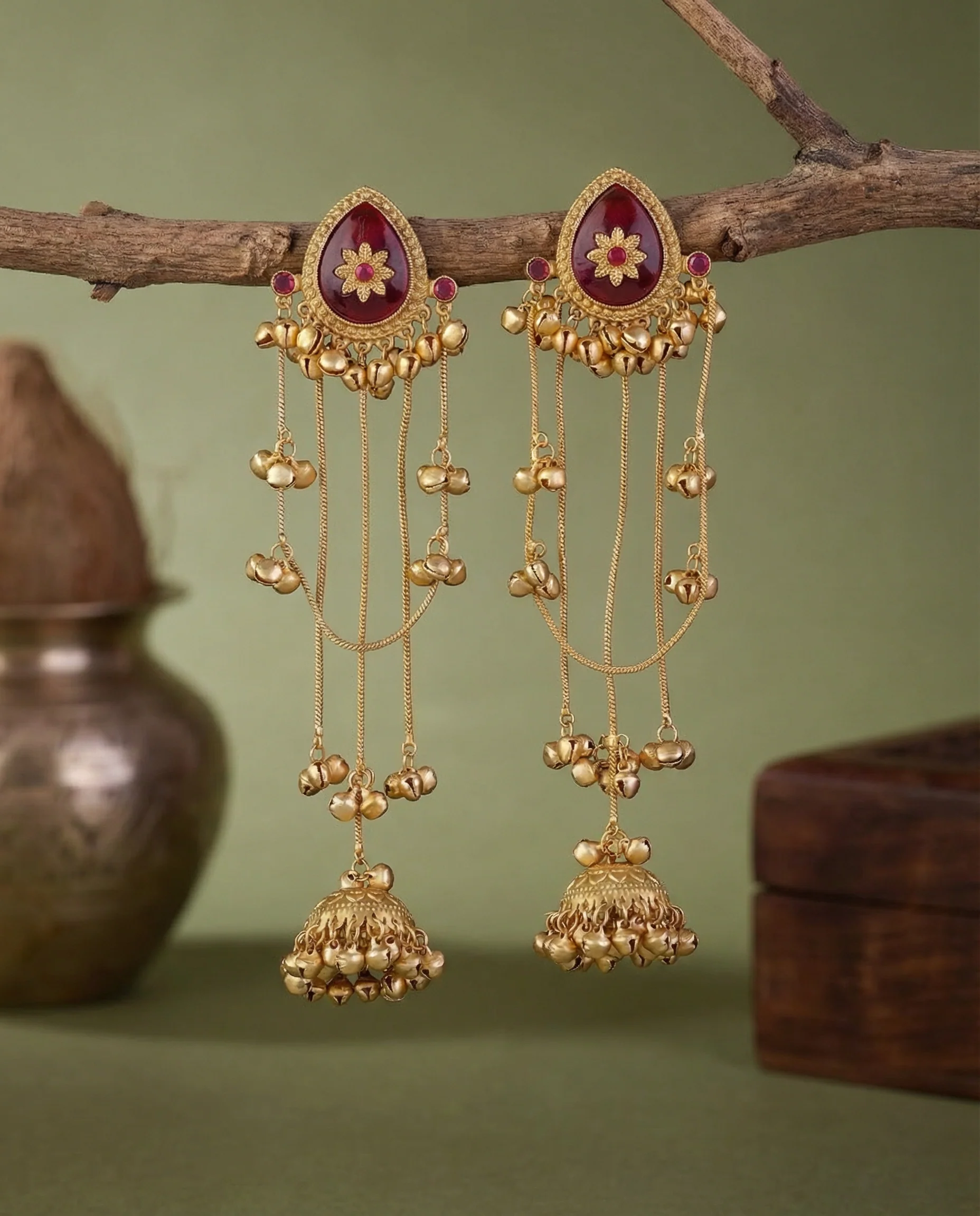 Haya Premium Kashmiri Brass Lookalike Earring - Image 2