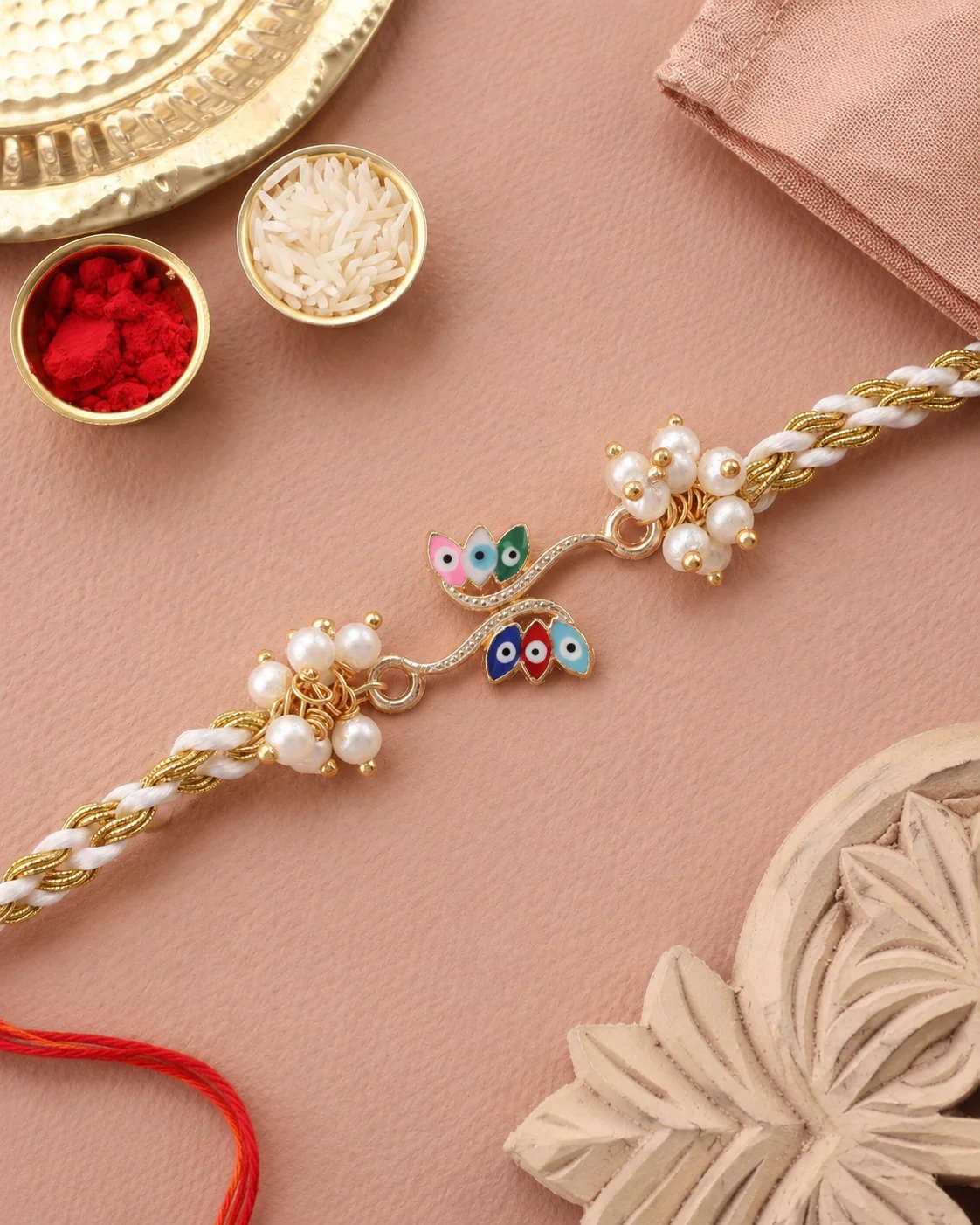 Inaaya Evil Eye Rakhi with Tilak Set and Card - Image 2
