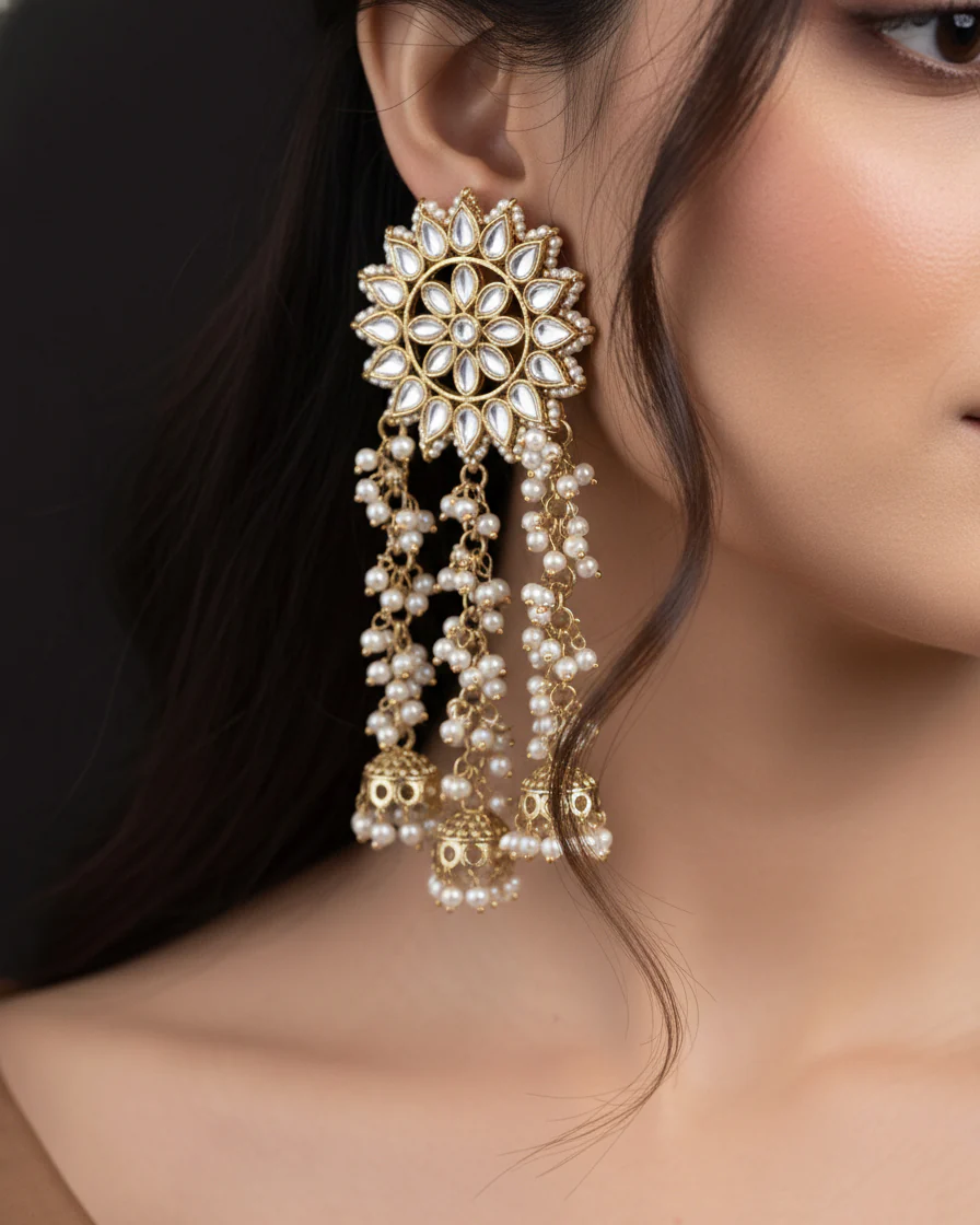 Ishla Designer Jhumki Chandbali - Image 3