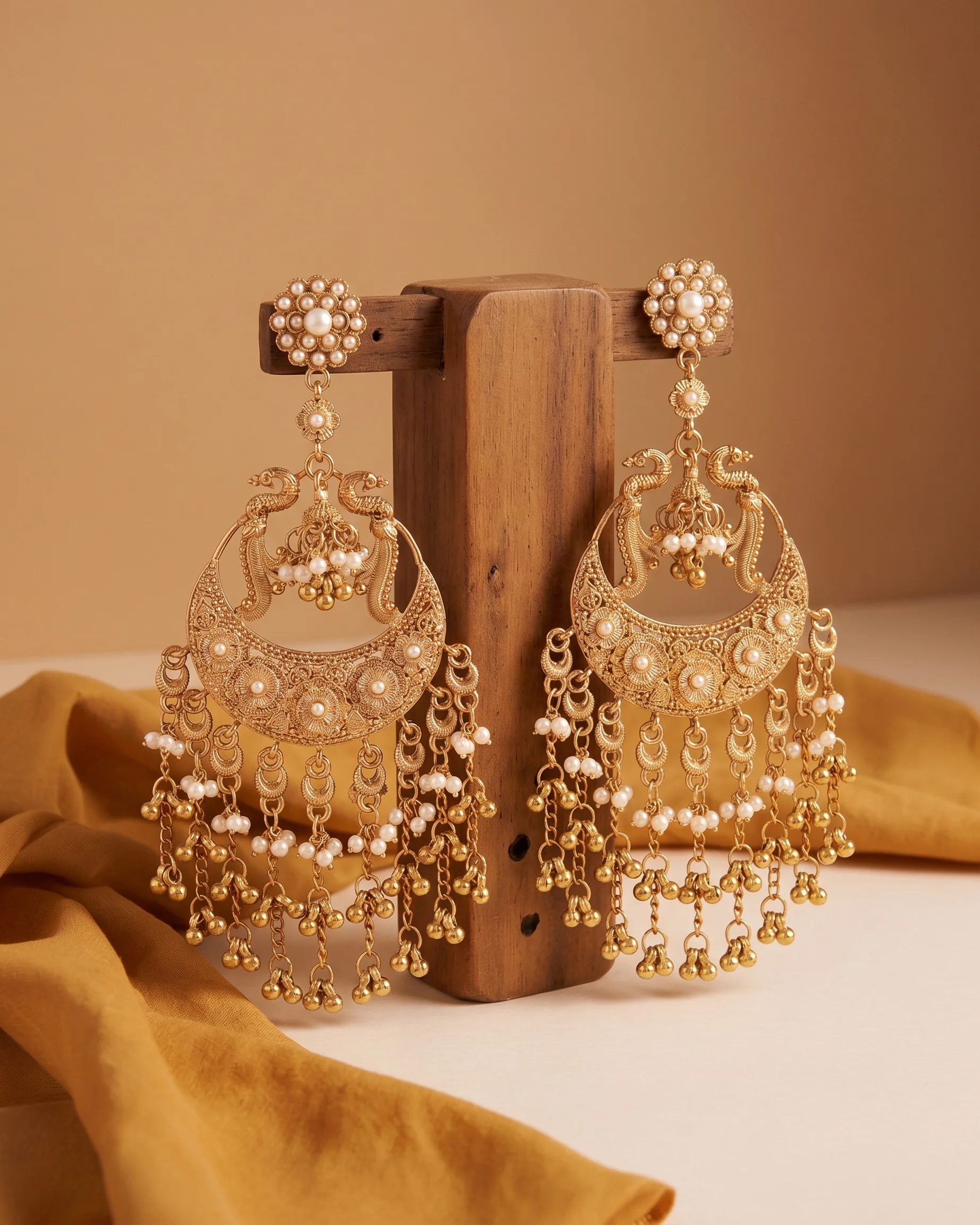 Ishrita Premium Bollywood Inspired Peacock Chandbali Earring - Image 2