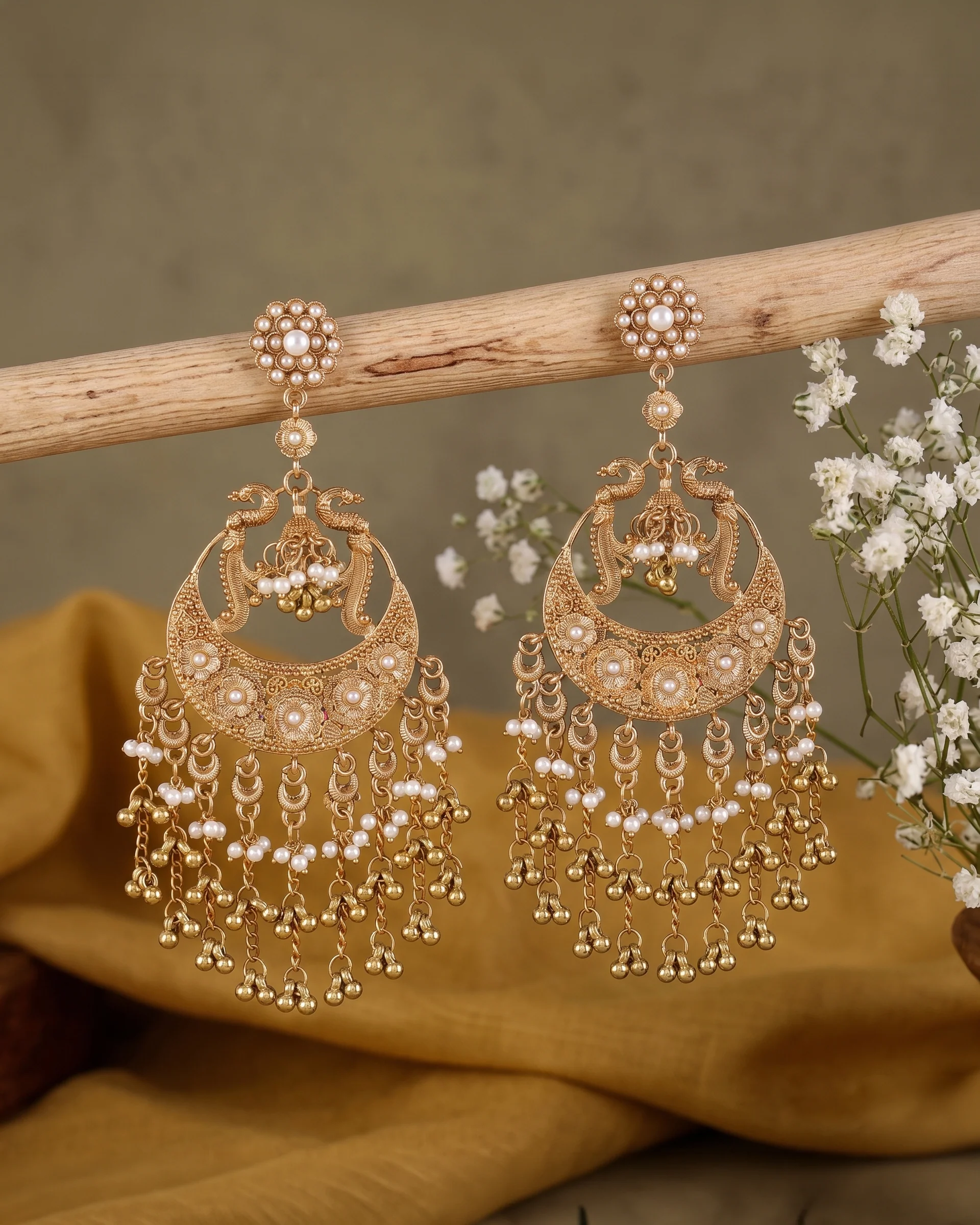 Ishrita Premium Bollywood Inspired Peacock Chandbali Earring - Image 3