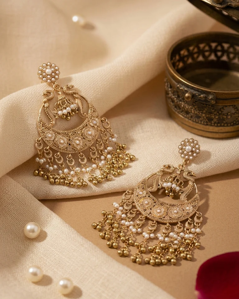 Ishrita Premium Bollywood Inspired Peacock Chandbali Earring - Image 4
