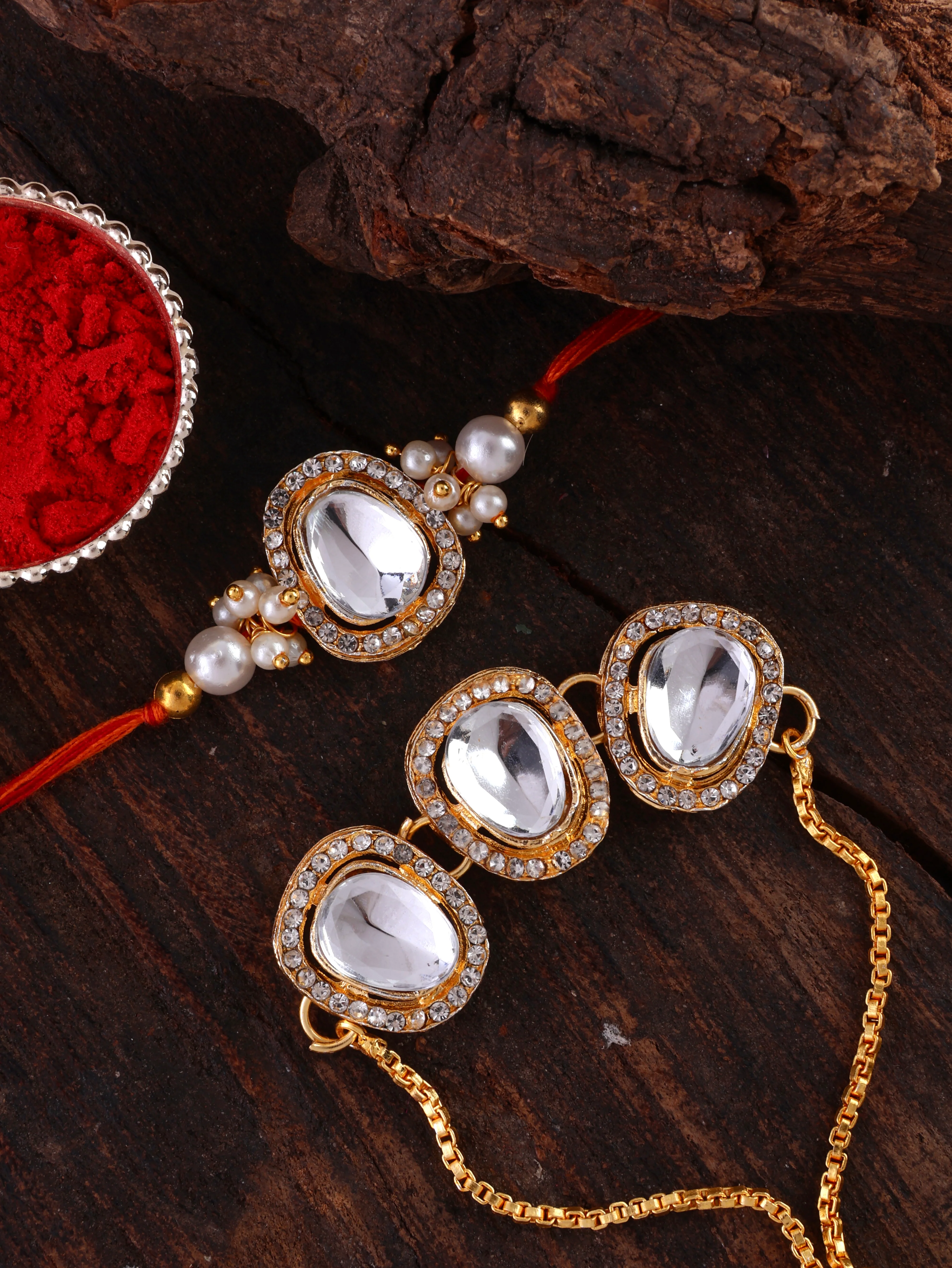 Lakshita Bhaiya Bhabhi Rakhi Bracelet Set | Tilak Set Included - Image 4