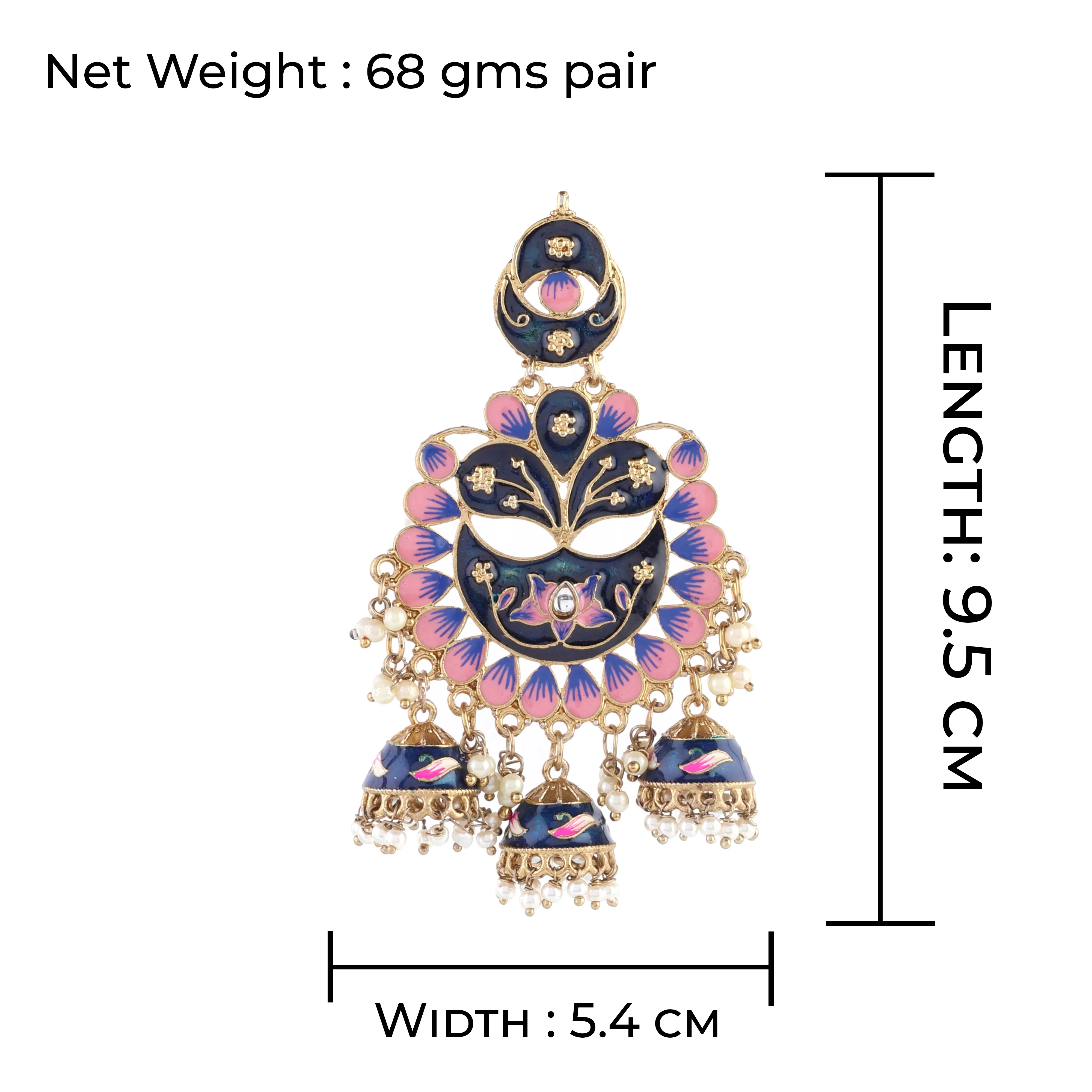 Blue Charvi Meenakari Jhumka - Image 4