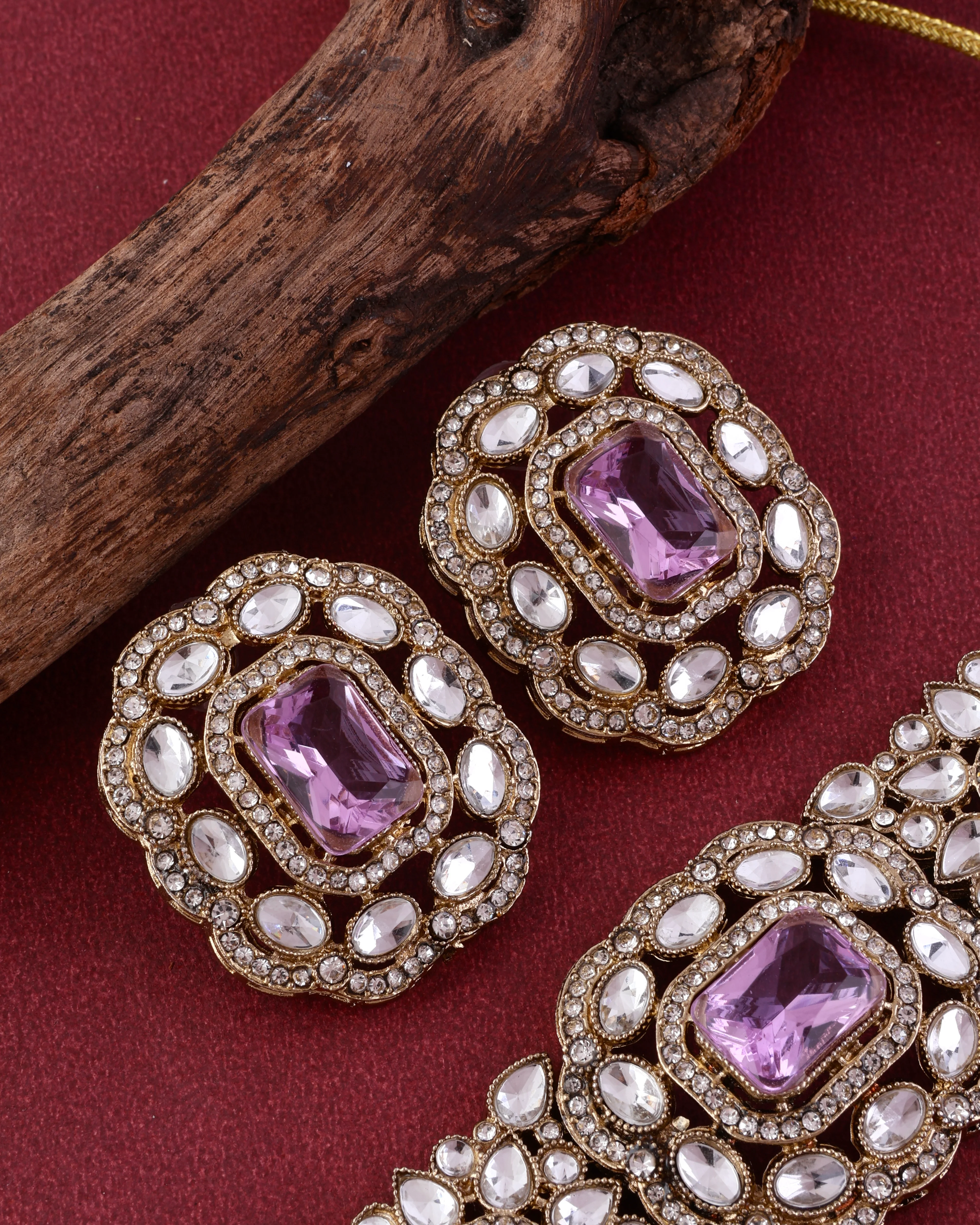 Lilac Gunveen Choker Necklace Earring - Image 3