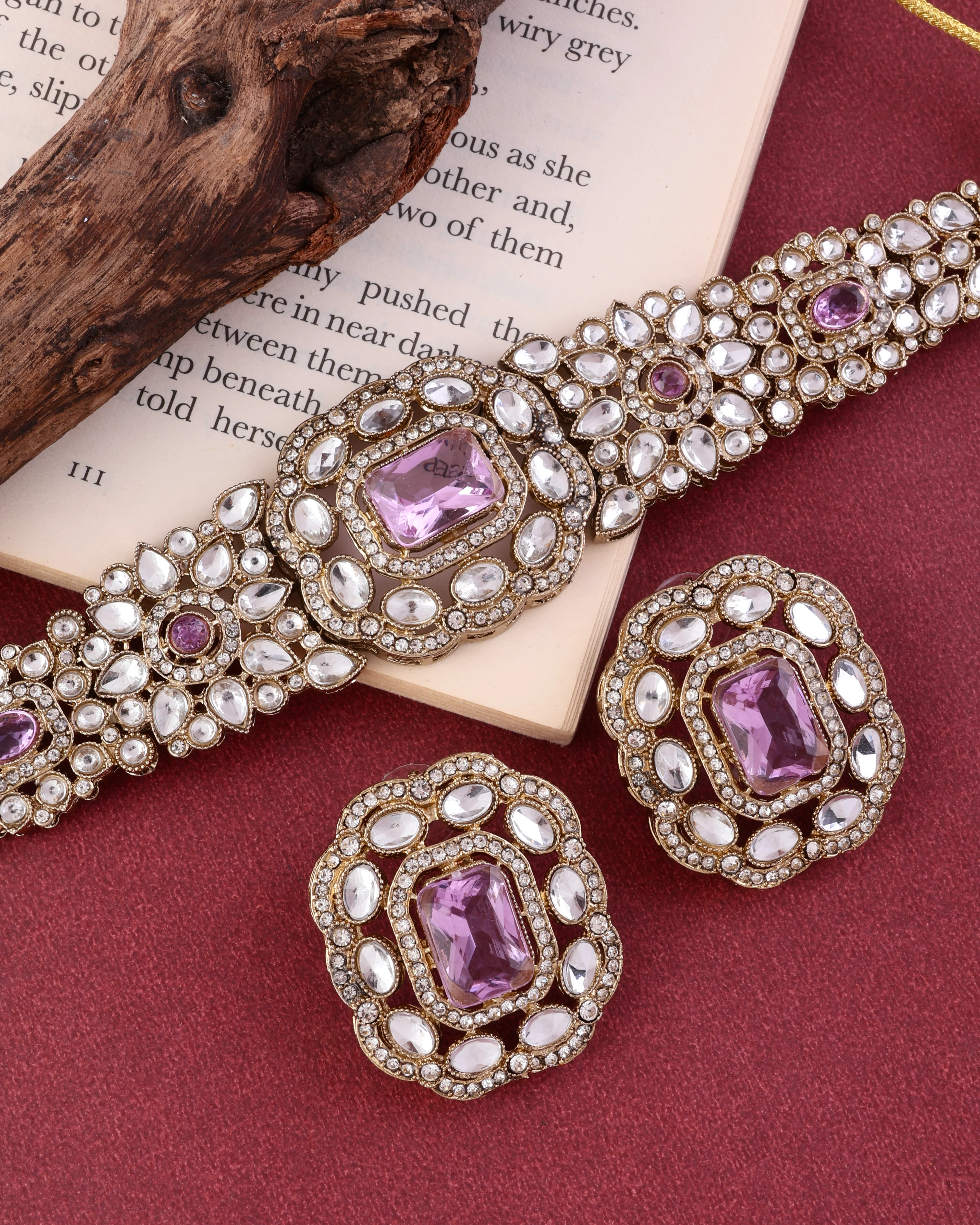 Lilac Gunveen Choker Necklace Earring - Image 4