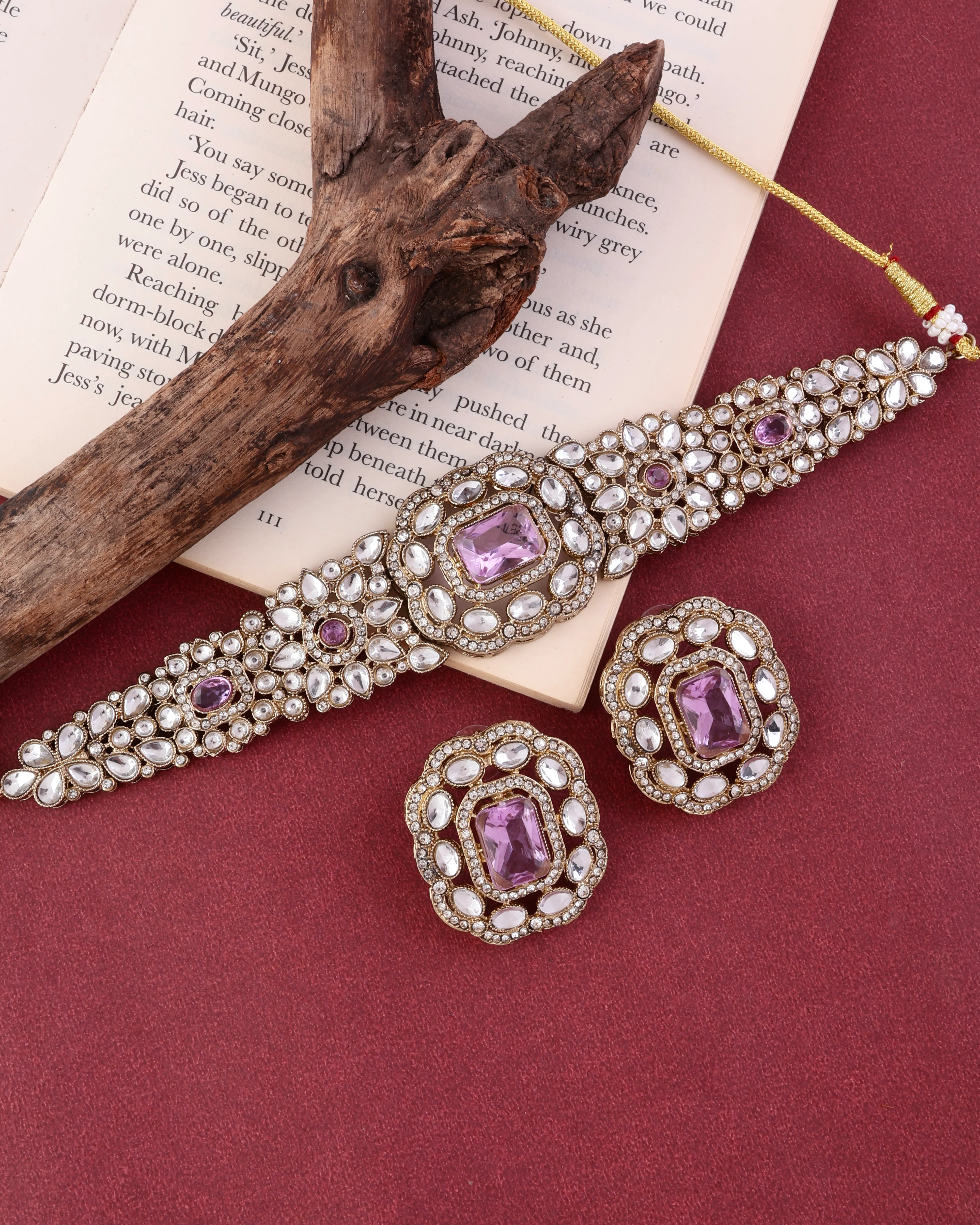 Lilac Gunveen Choker Necklace Earring - Image 6