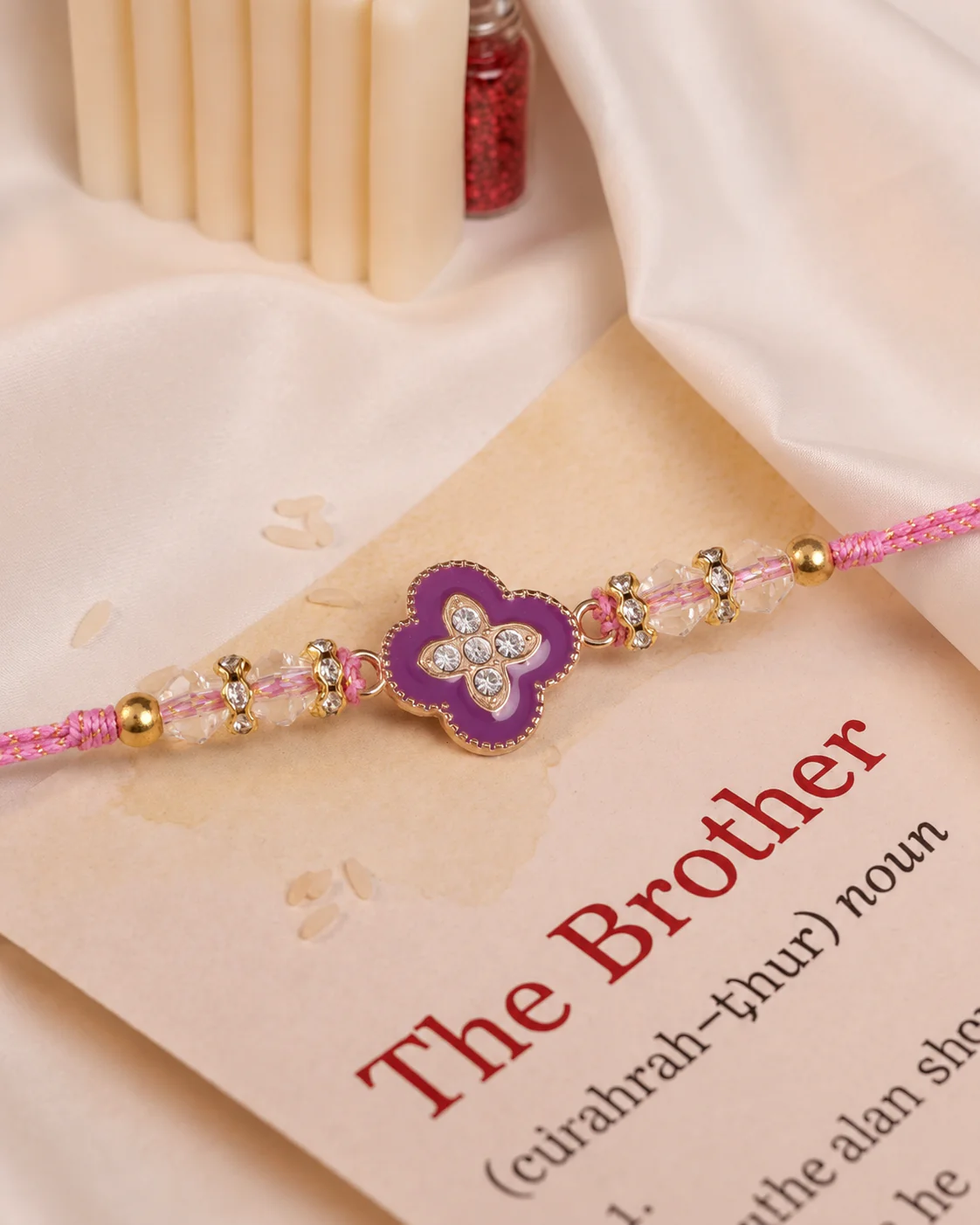 Lilac Laksharv Rakhi for Brother | Tilak Set Included