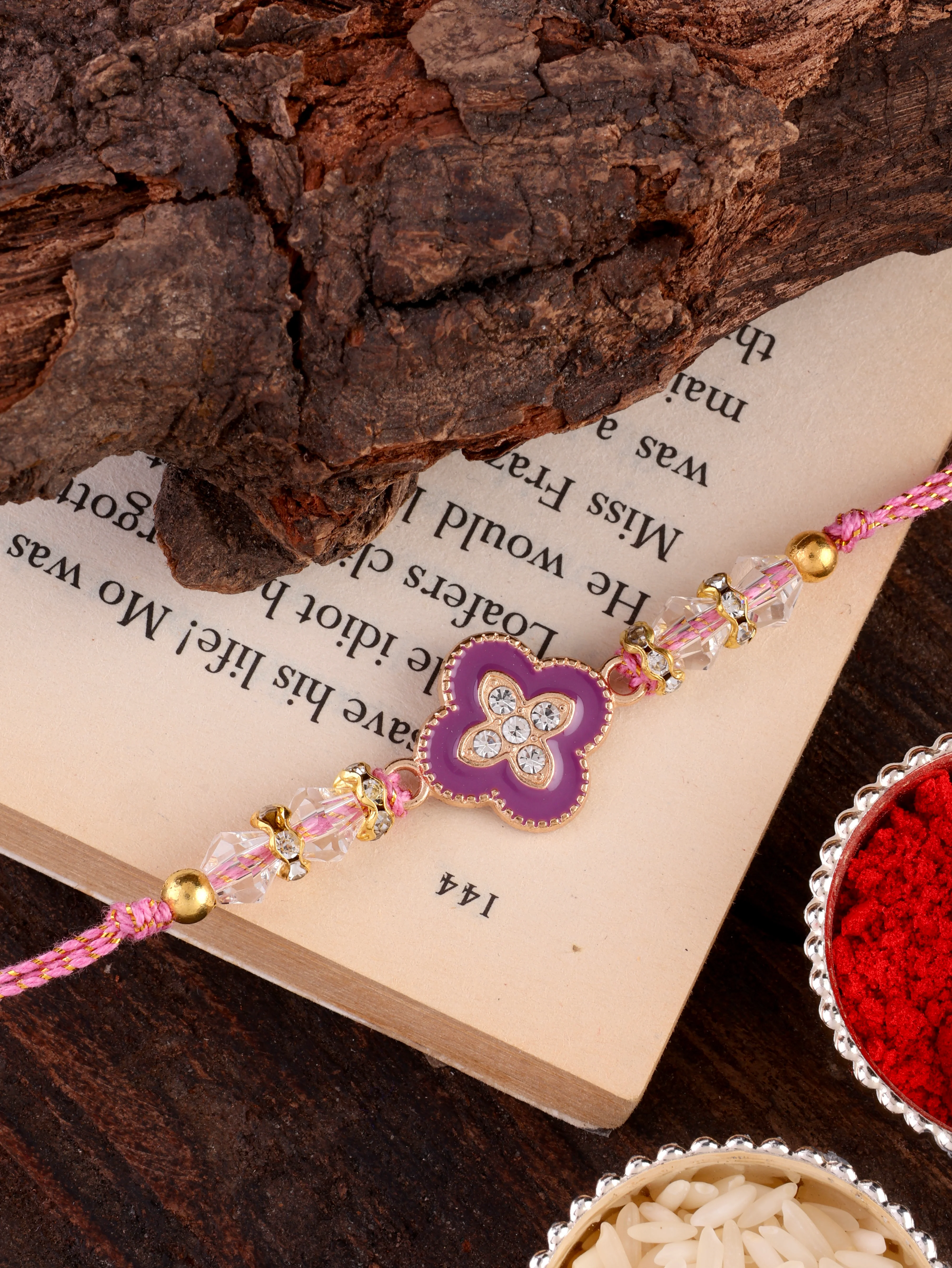 Lilac Laksharv Rakhi for Brother | Tilak Set Included - Image 2
